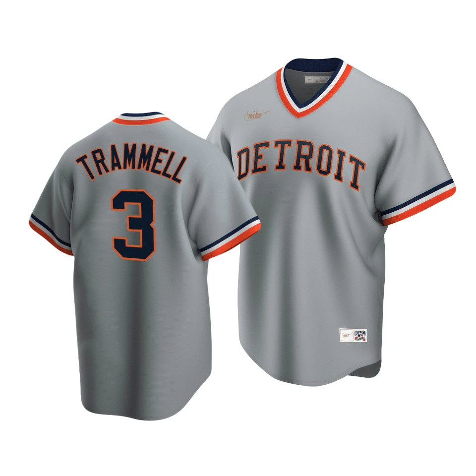 Men's Detroit Tigers Alan Trammell #3 Cooperstown Collection Gray Road Jersey - Friend Lounge Store - Shop for All Things Jerseys Sports - PersonalJerseys