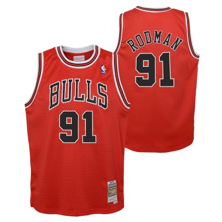 Youth Chicago Bulls Dennis Rodman Mitchell &Ness Red 1995-96 Hardwood Classics Swingman Jersey - PersonalJerseys