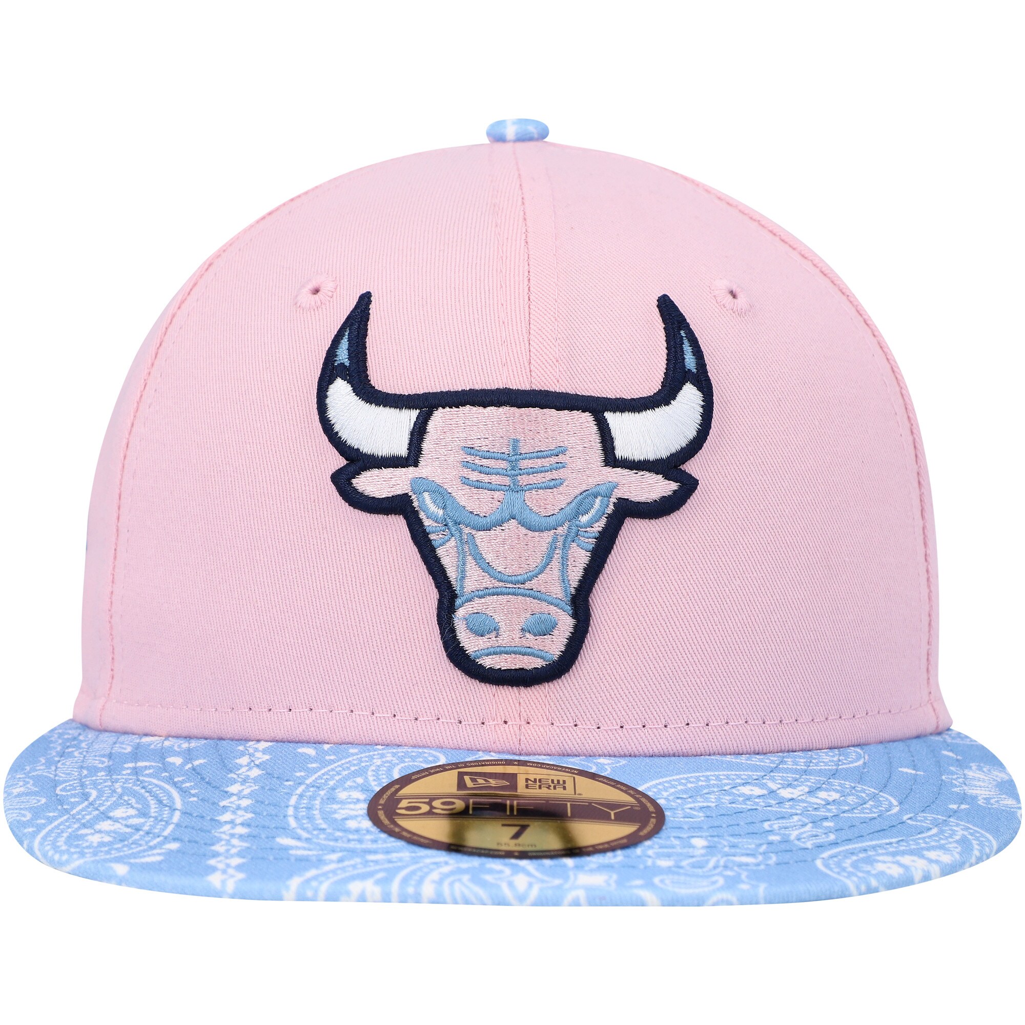 Chicago Bulls New Era Paisley Visor 59FIFTY Fitted Hat - Pink/Light Blue - PersonalJerseys