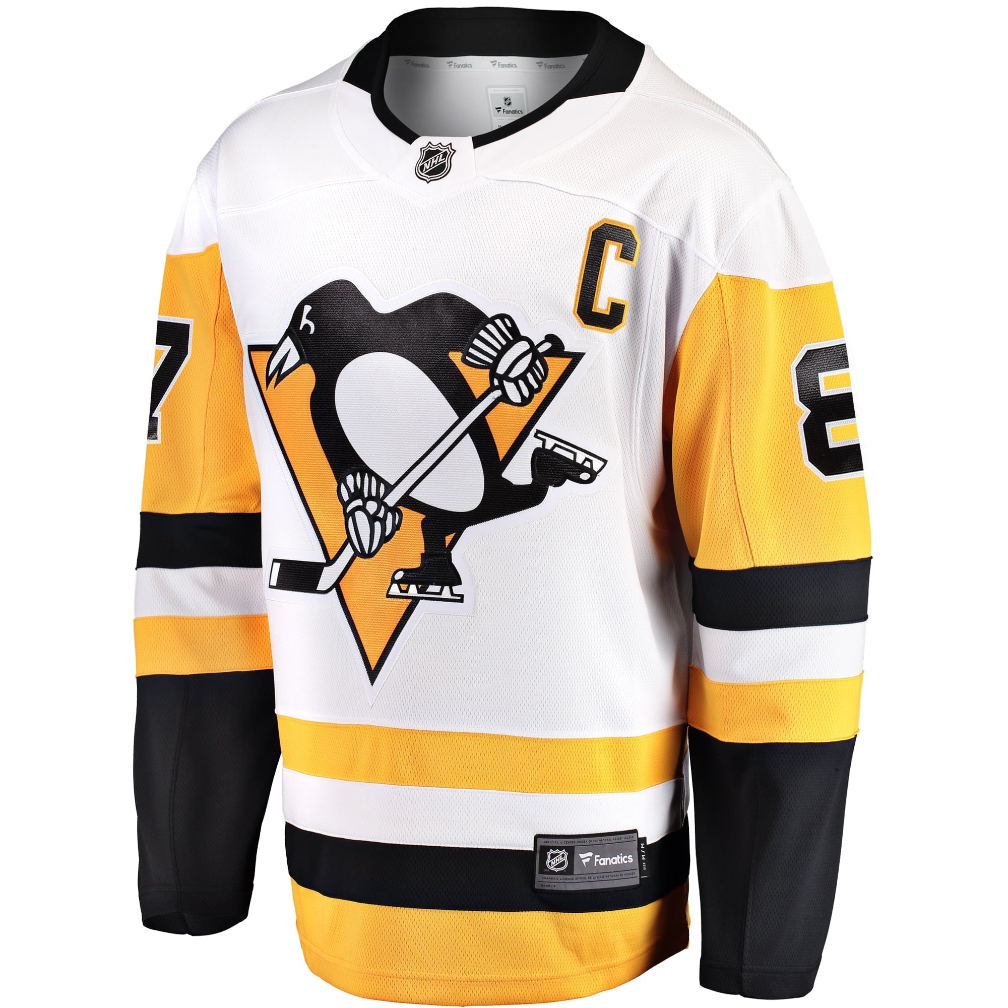 Men's Fanatics Branded Sidney Crosby White Pittsburgh Penguins Captain Away Premier Breakaway Player Jersey - PersonalJerseys