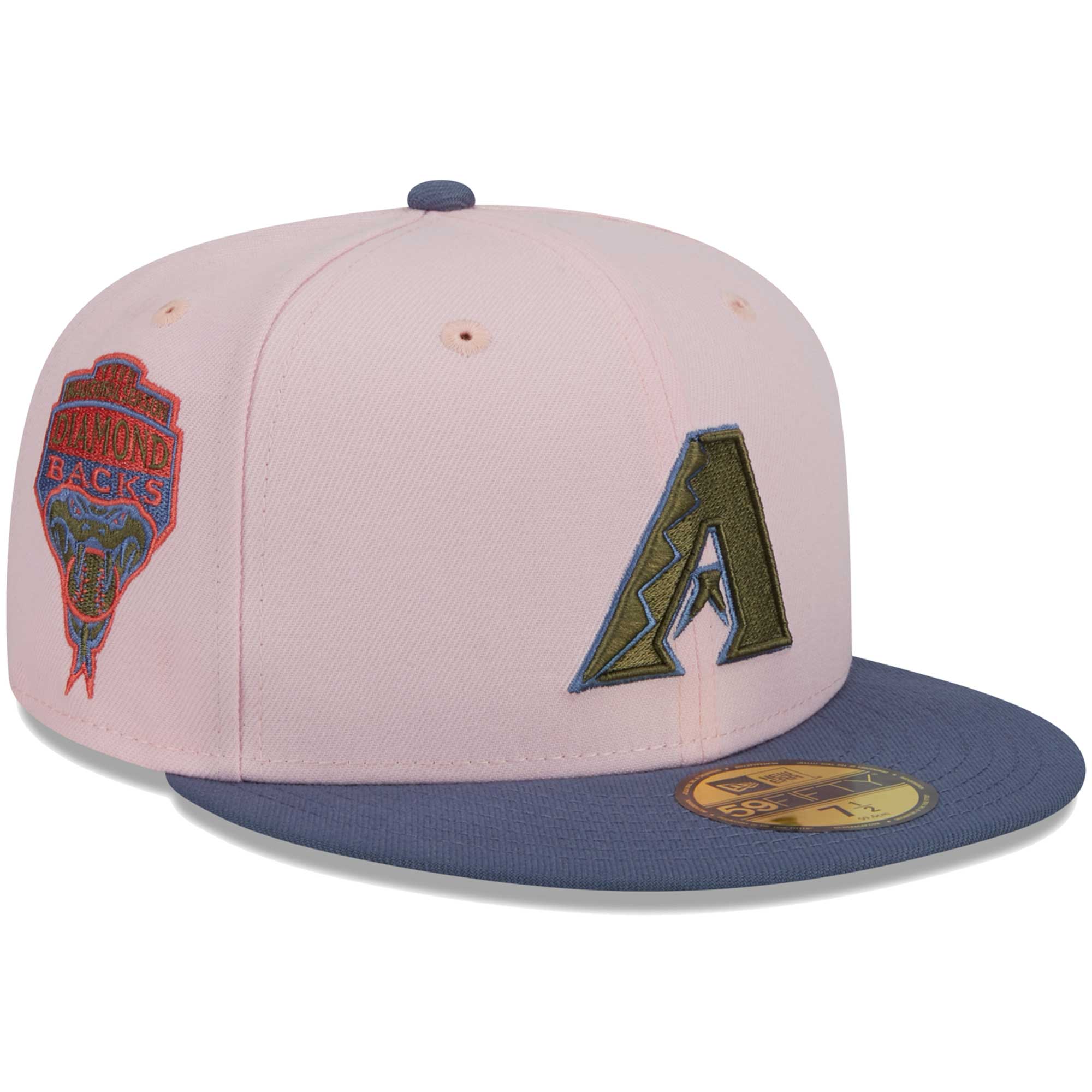 Arizona Diamondbacks New Era  Olive Undervisor 59FIFTY Fitted Hat - Pink/Blue - PersonalJerseys