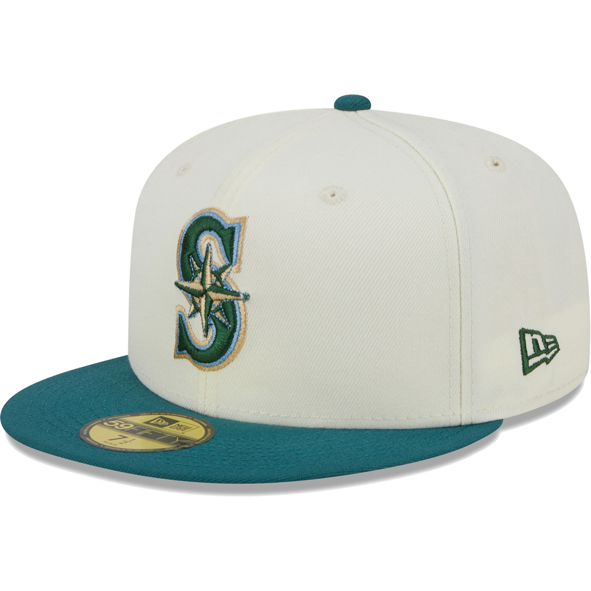 Seattle Mariners New Era Chrome Evergreen 59FIFTY Fitted Hat - Cream - PersonalJerseys