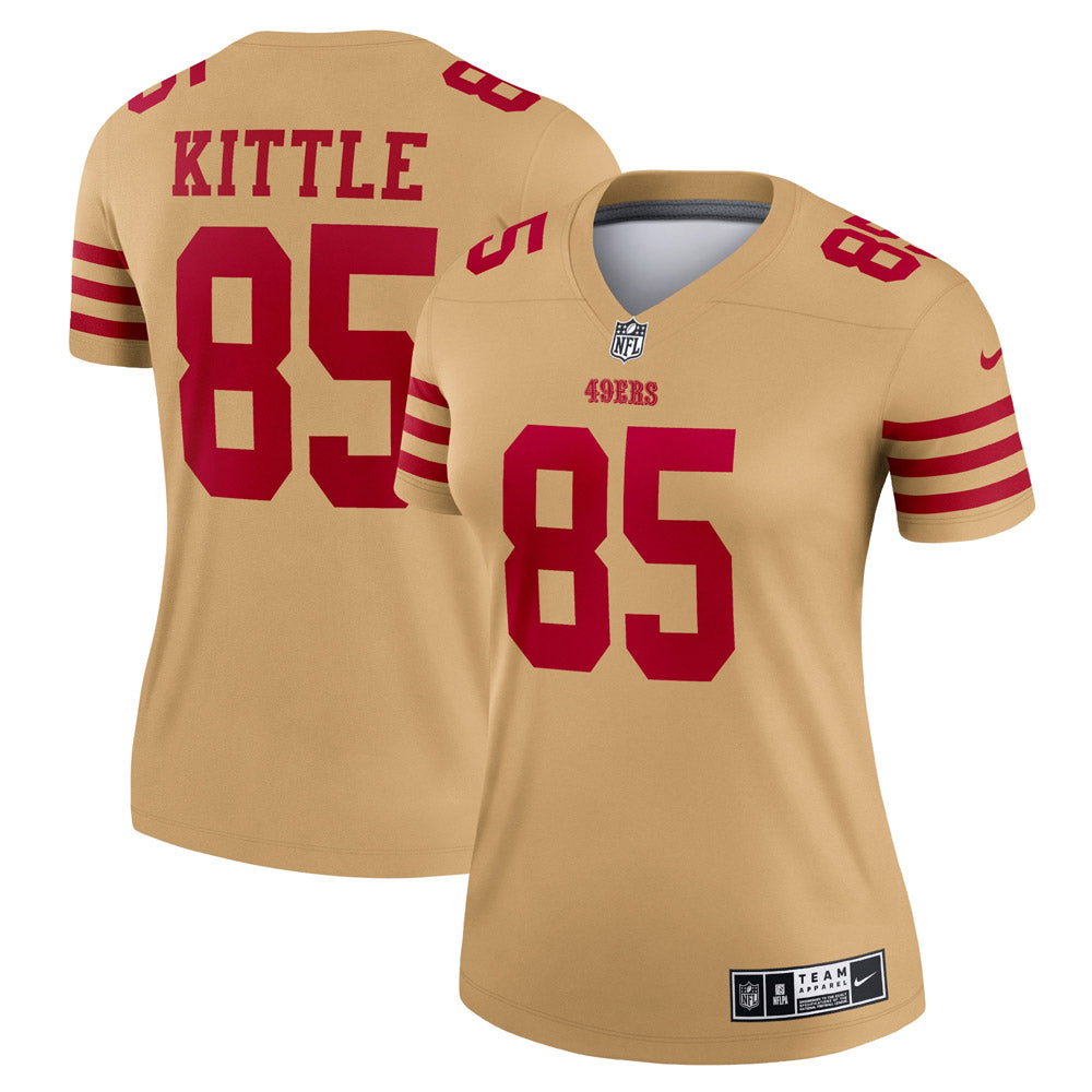 Women's San Francisco 49ers George Kittle Team Inverted Legend Jersey Gold - PersonalJerseys