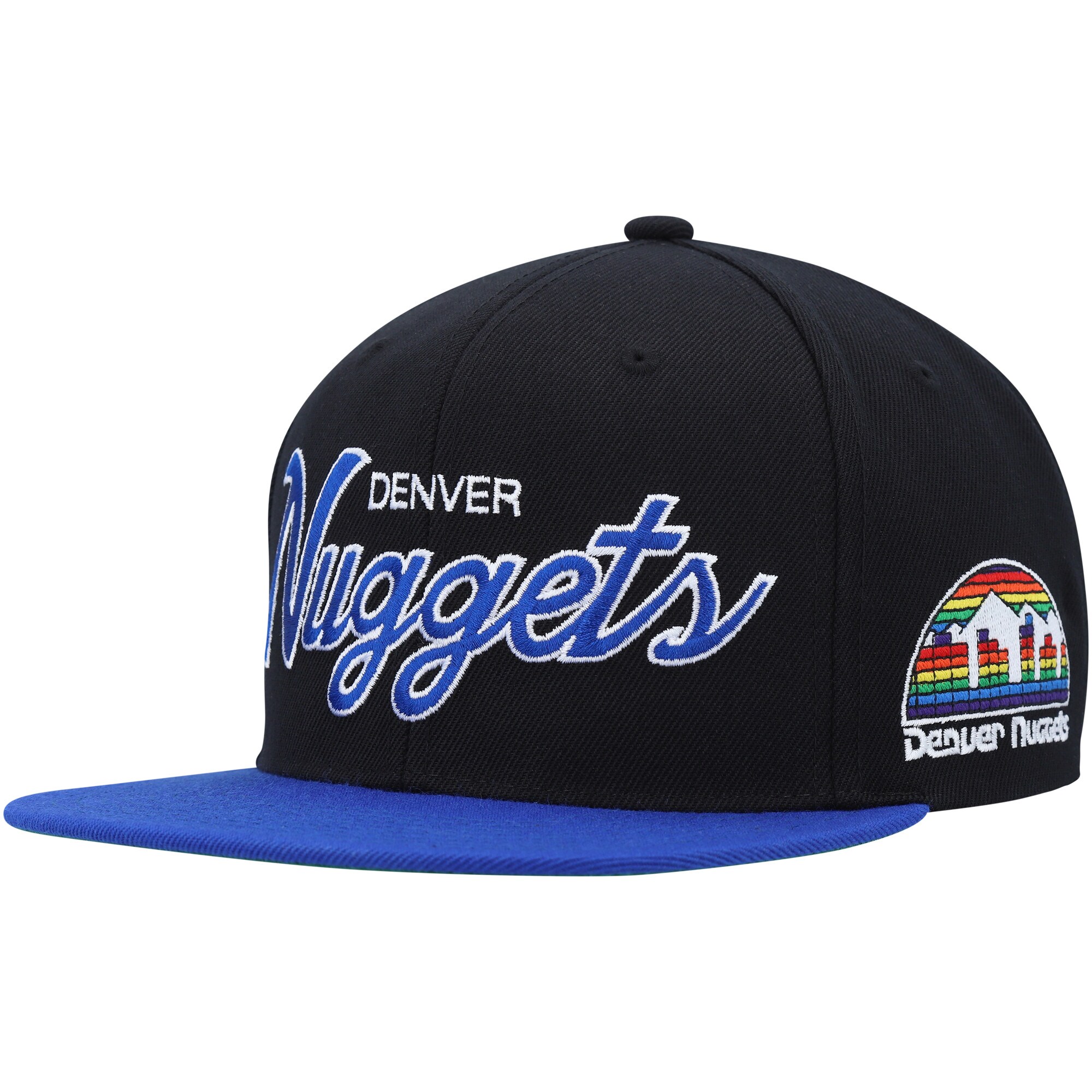 Denver Nuggets Mitchell & Ness Hardwood Classics MVP Team Script 2.0 Snapback Hat - Black - PersonalJerseys