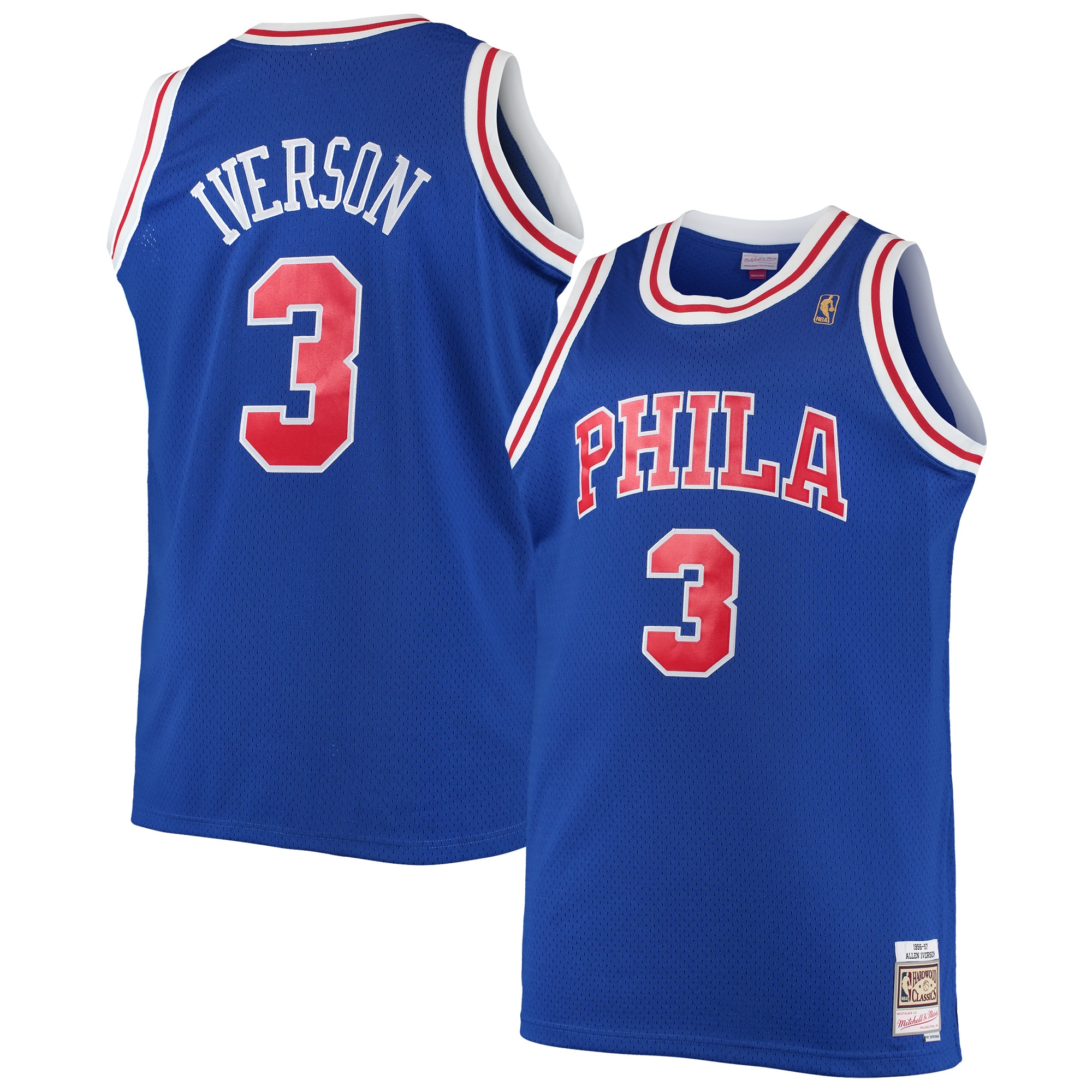 Allen Iverson Philadelphia 76ers Mitchell & Ness Big & Tall Hardwood Classics Swingman Jersey - Royal - PersonalJerseys