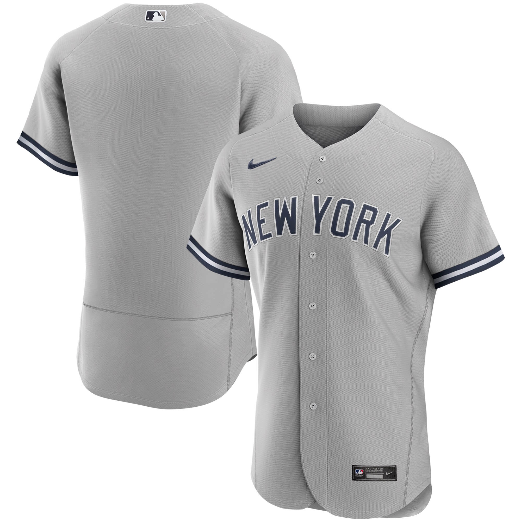 New York Yankees Nike Road Authentic Team Jersey - Gray - PersonalJerseys