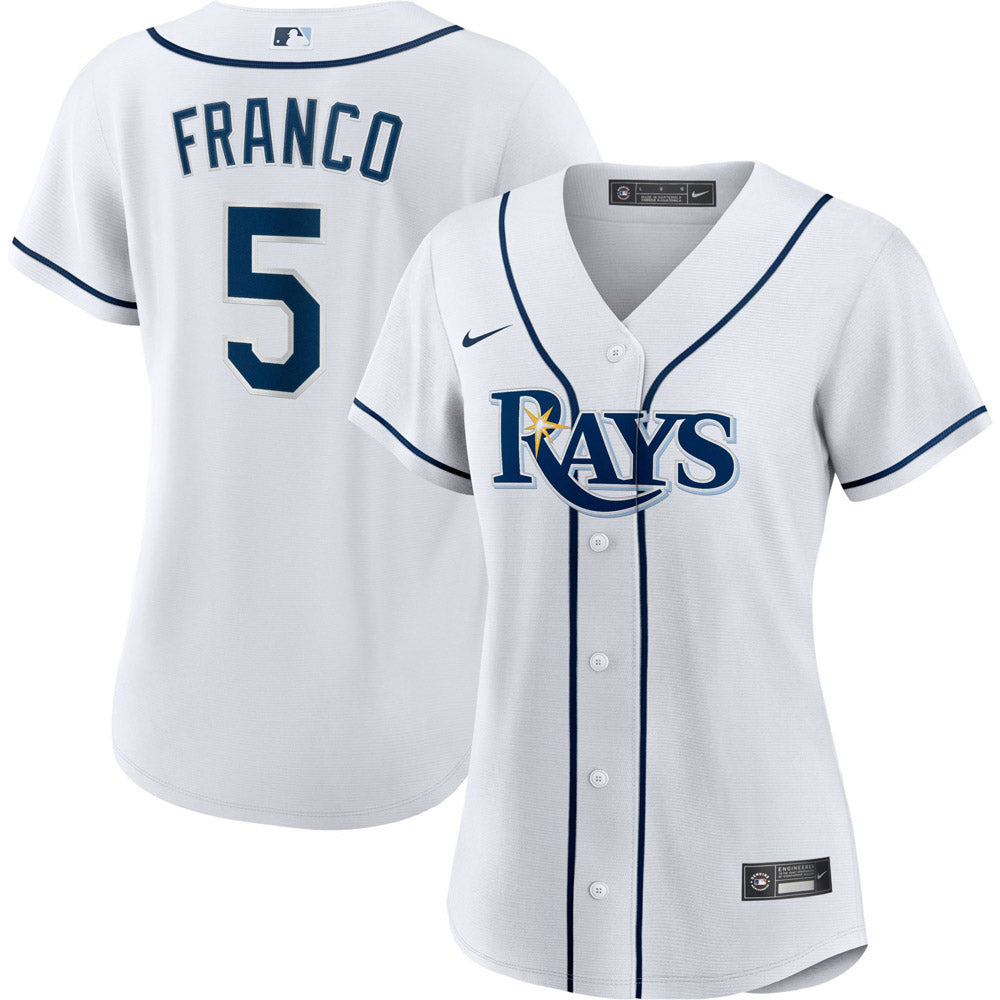 Women's Tampa Bay Rays Wander Franco Cool Base Replica Home Jersey - White - PersonalJerseys