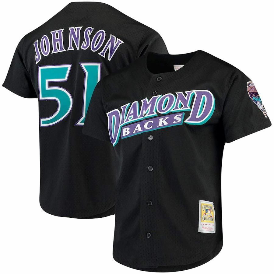 Randy Johnson Arizona Diamondbacks Mitchell And Ness Big And Tall Cooperstown Collection Mesh Button-Up Jersey- Black - Friend Lounge Store - Shop for All Things Jerseys Sports - PersonalJerseys