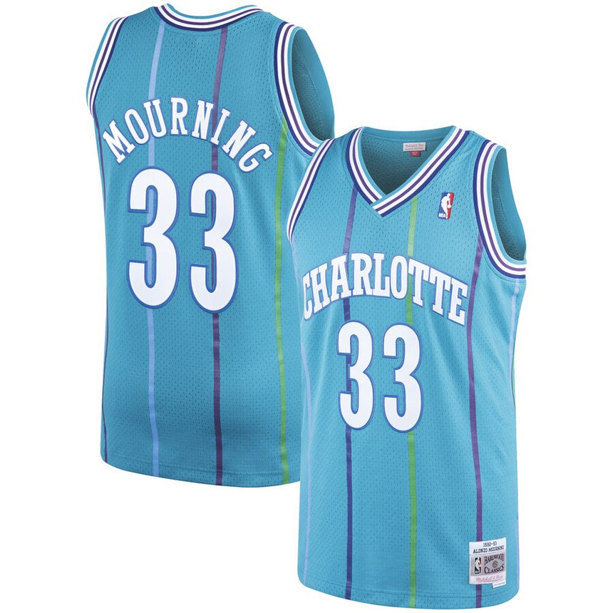 Men?ˉs Alonzo Mourning Charlotte Hornets 1992-93 Swingman Replica Jersey By Mitchell & Ness - PersonalJerseys