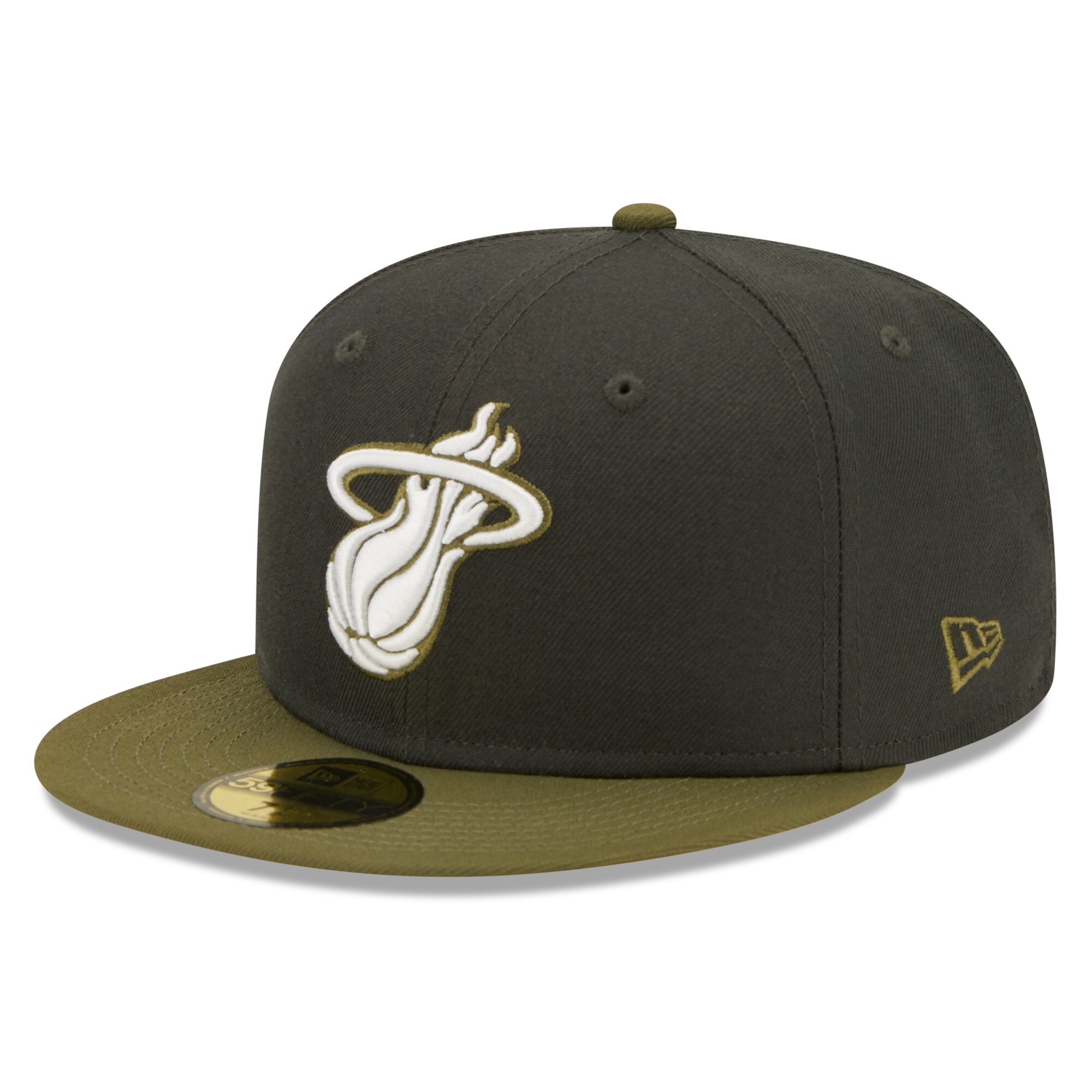 Miami Heat New Era Two-Tone 59FIFTY Fitted Hat - Charcoal/Olive - PersonalJerseys