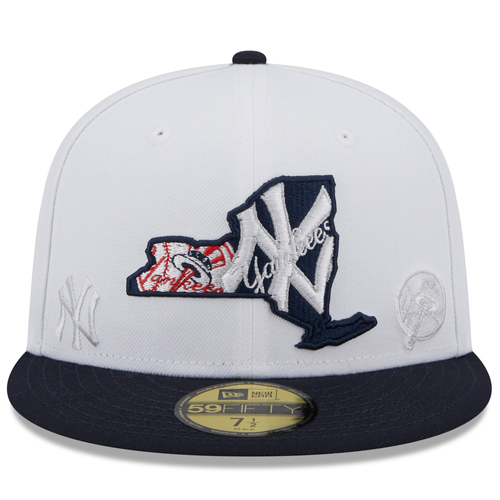 New York Yankees New Era State 59FIFTY Fitted Hat - White/Navy - PersonalJerseys