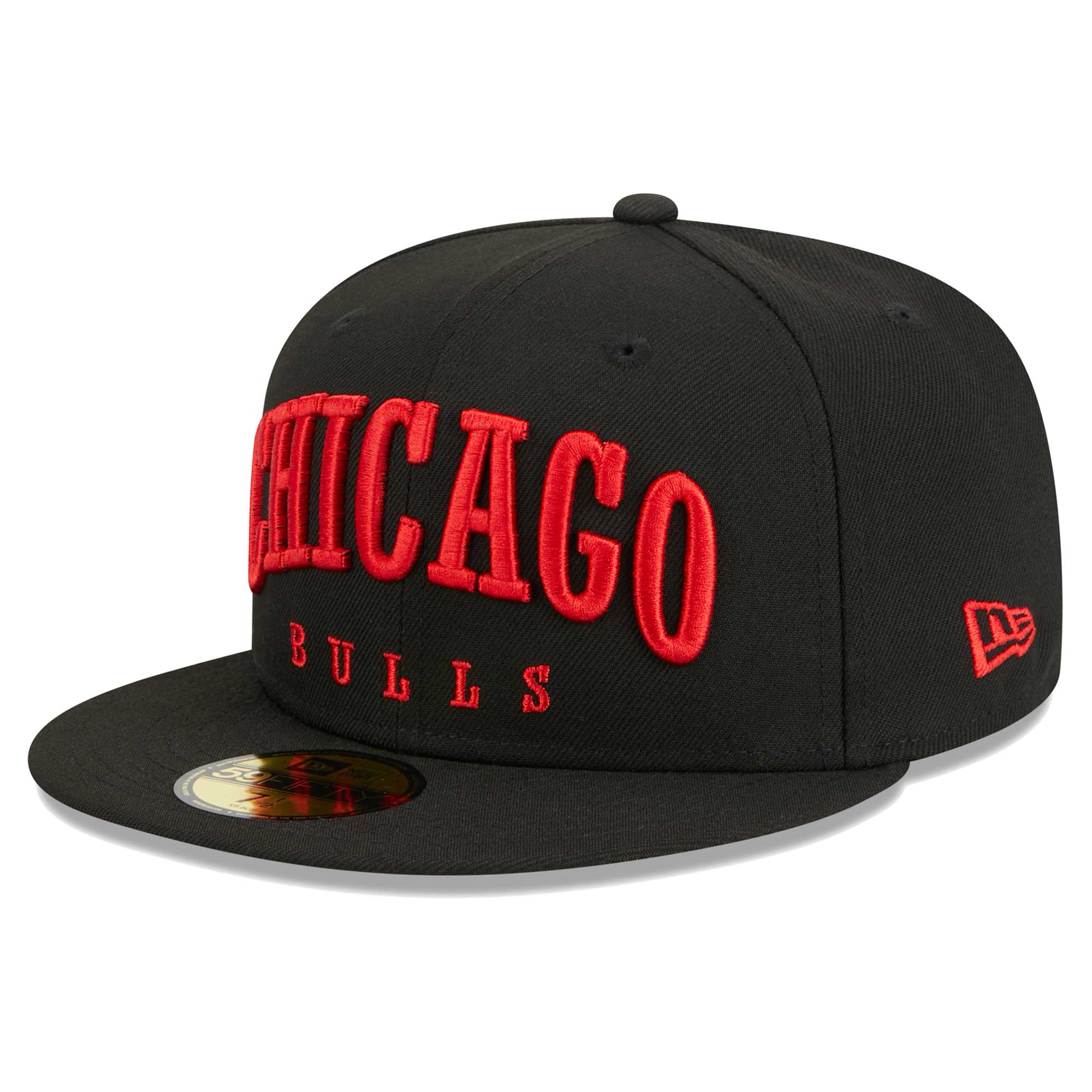 Chicago Bulls New Era Big Arch Text 59FIFTY Fitted Hat - Black - PersonalJerseys