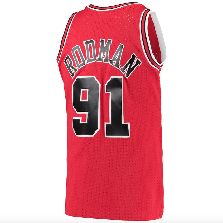 Men's Chicago Bulls Dennis Rodman Mitchell &Ness Red 1997-98 Hardwood Classics Swingman Jersey - PersonalJerseys