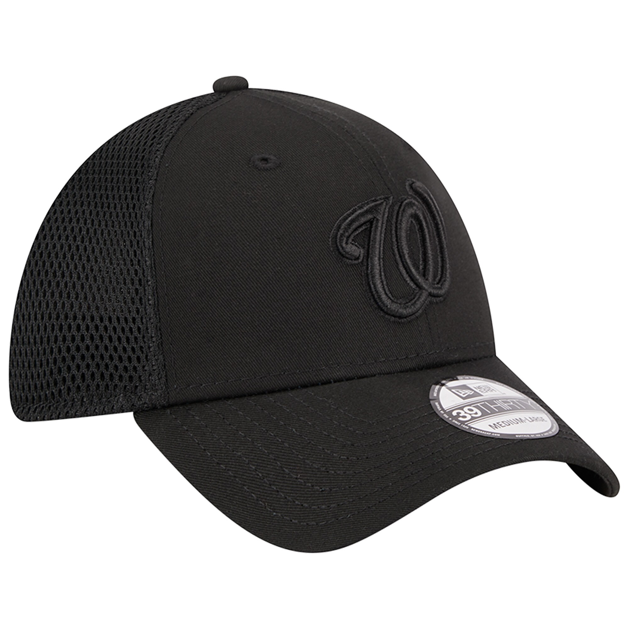 Washington Nationals New Era Black-on-Black Neo Mesh 39THIRTY Flex Hat - PersonalJerseys