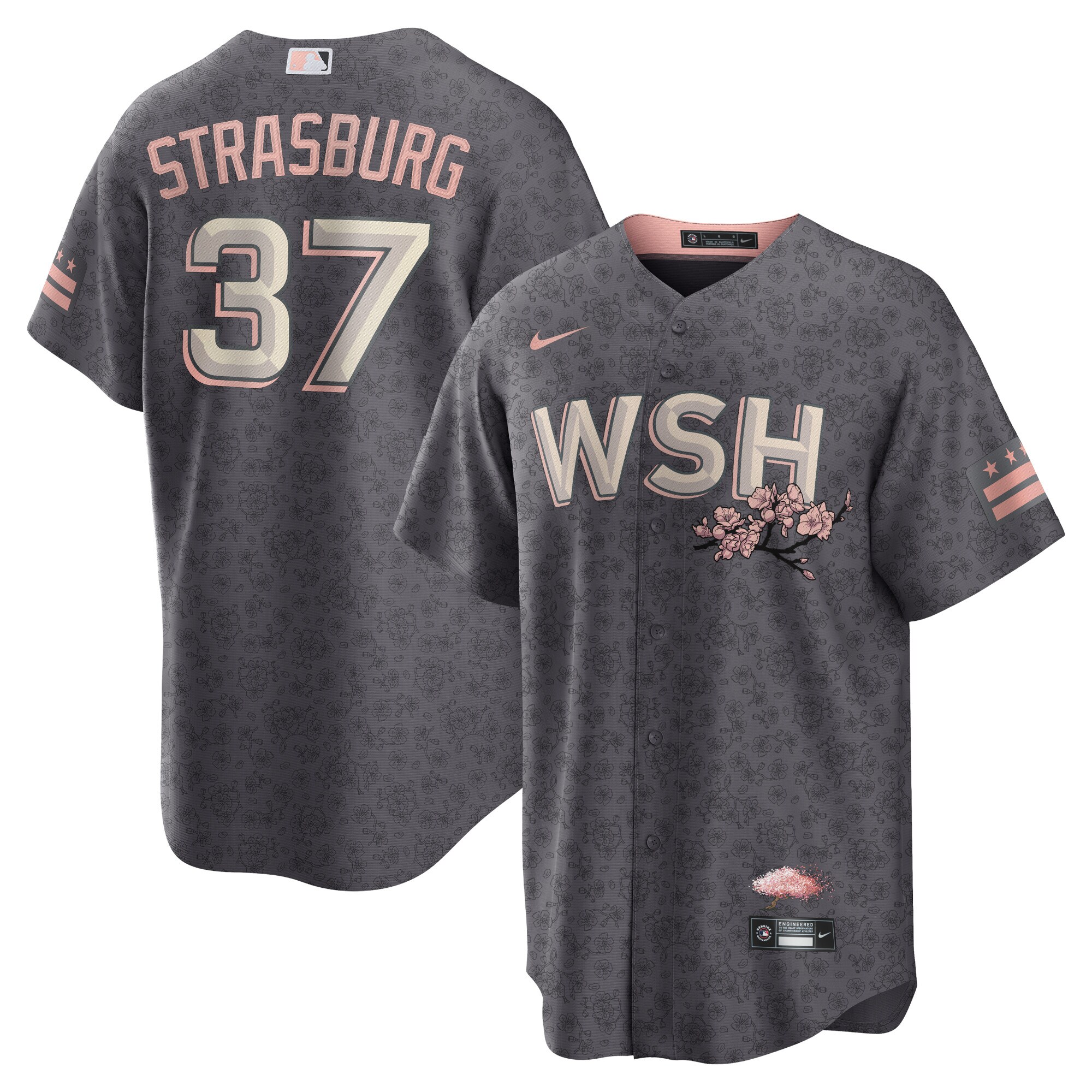 Stephen Strasburg Washington Nationals Nike City Connect Replica Player Jersey - Charcoal - PersonalJerseys