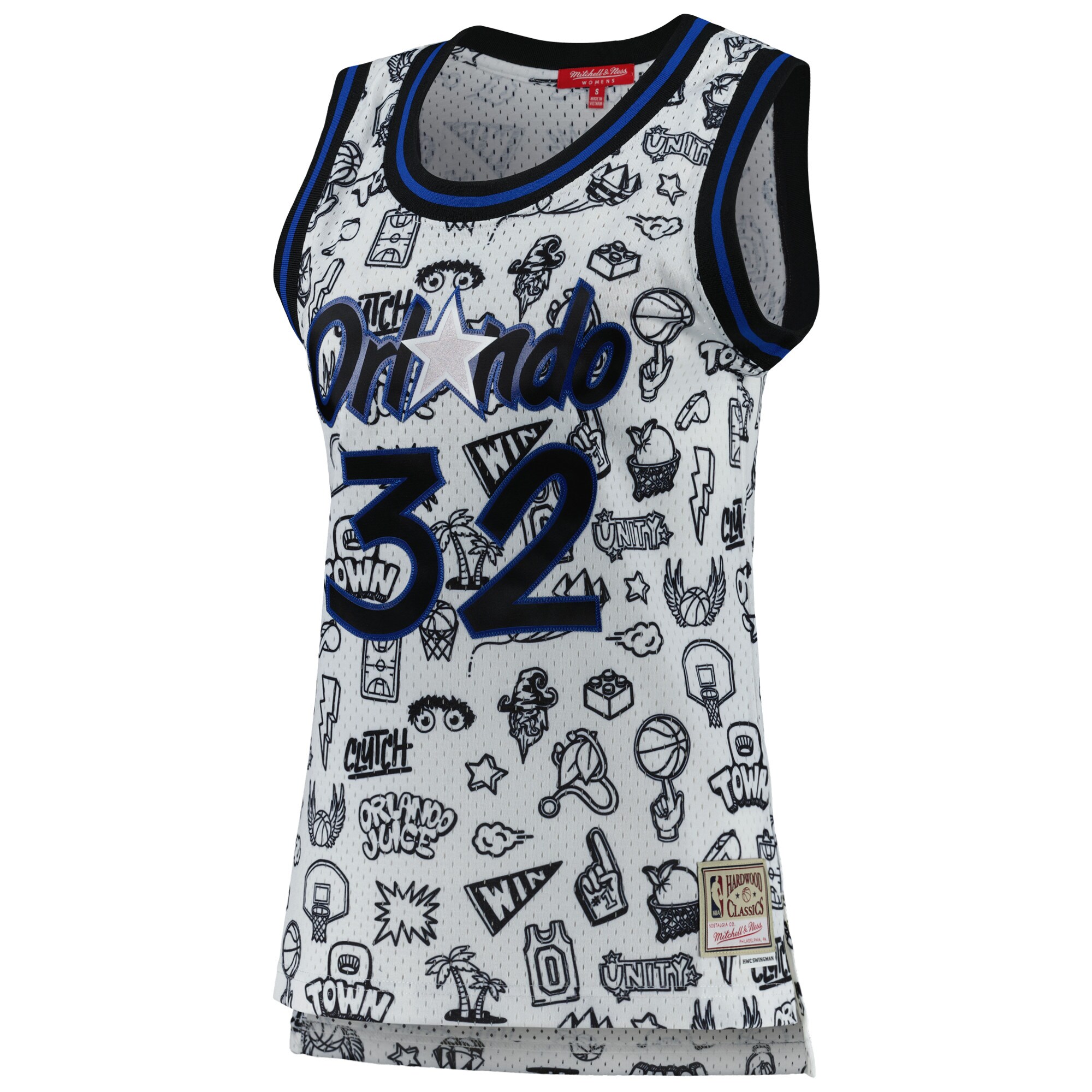 Shaquille O'Neal Orlando Magic Mitchell & Ness Women's 1994 Doodle Swingman Jersey - White - PersonalJerseys