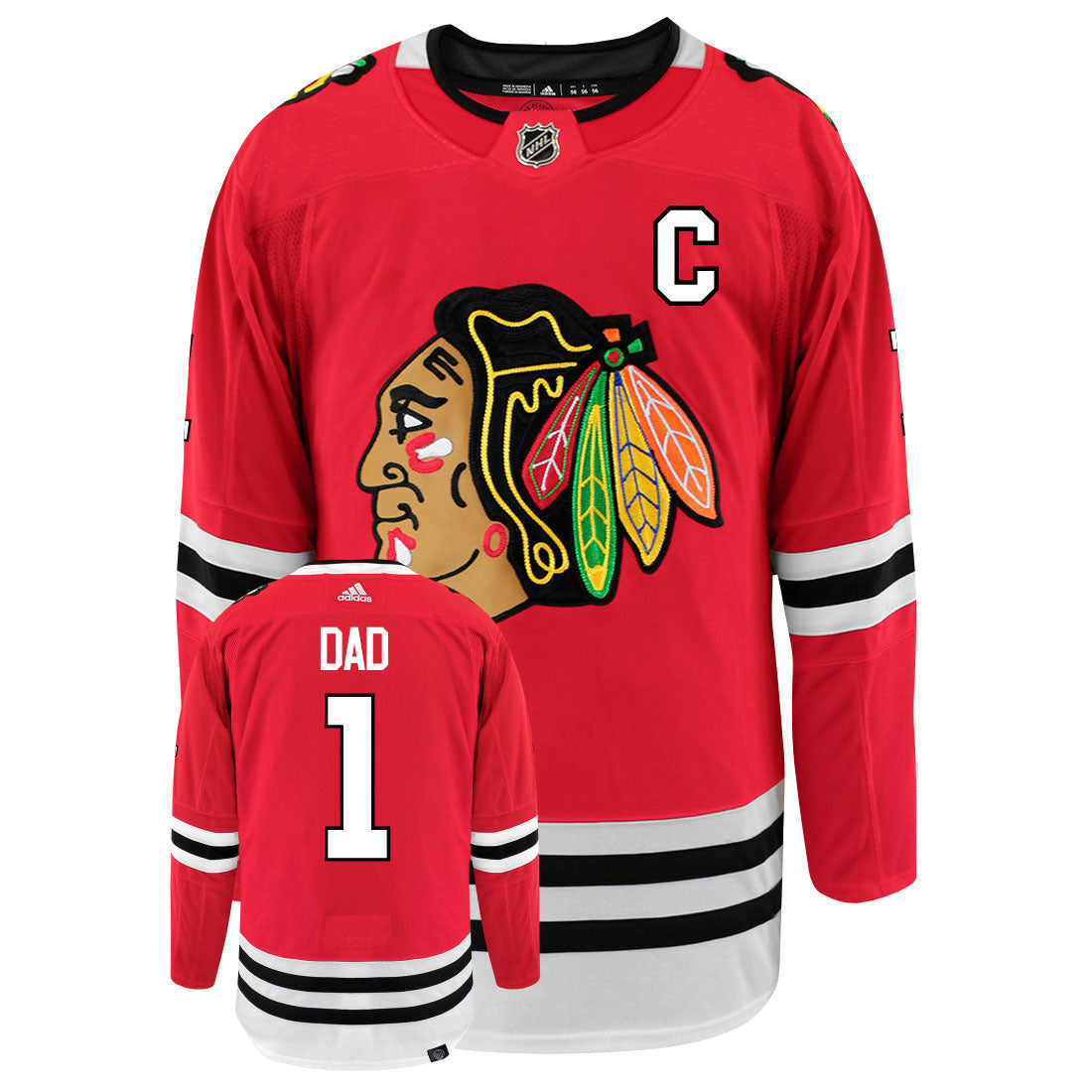 Chicago Blackhawks Dad Number One Adidas Primegreen Authentic NHL Hockey Jersey - PersonalJerseys