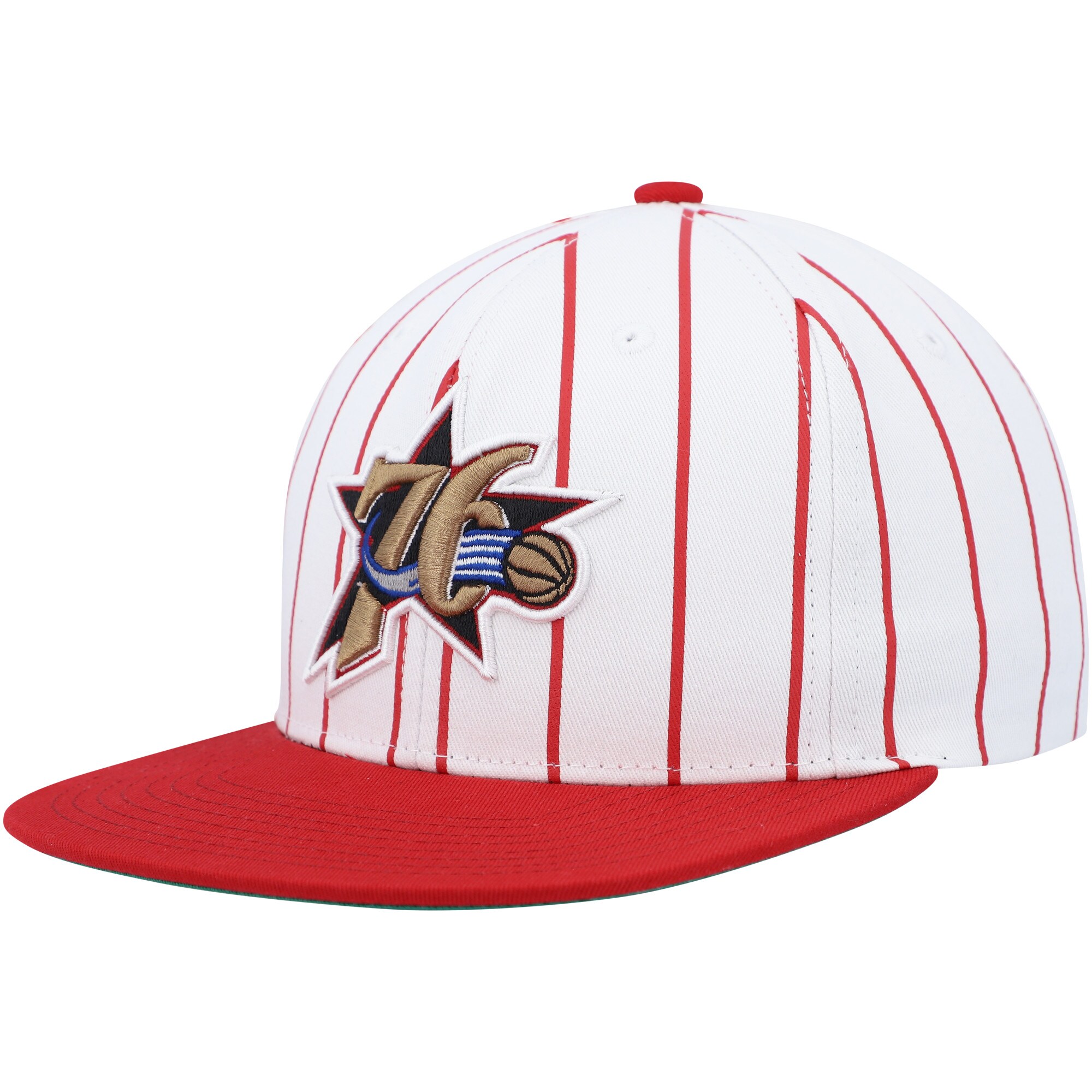 Philadelphia 76ers Mitchell & Ness Hardwood Classics Pinstripe Snapback Hat - White - PersonalJerseys