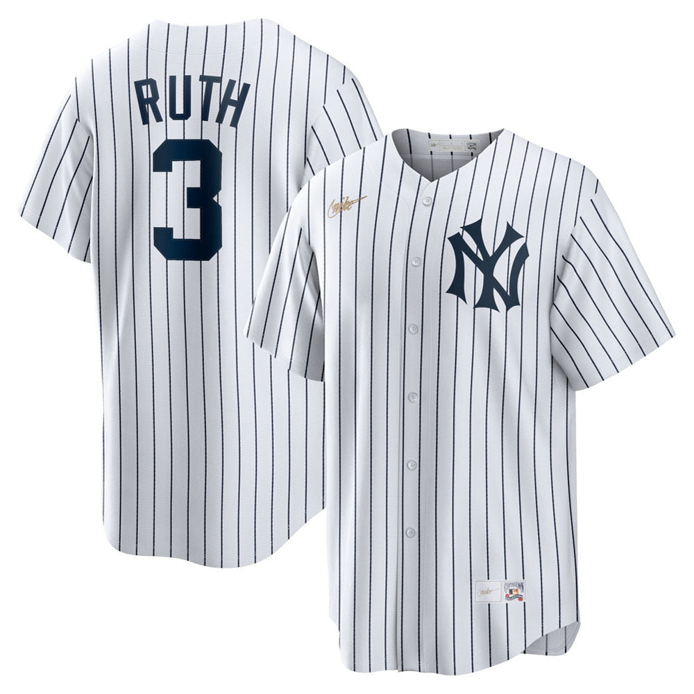 Men's New York Yankees Babe Ruth Home Cooperstown Collection Player Jersey - White - PersonalJerseys