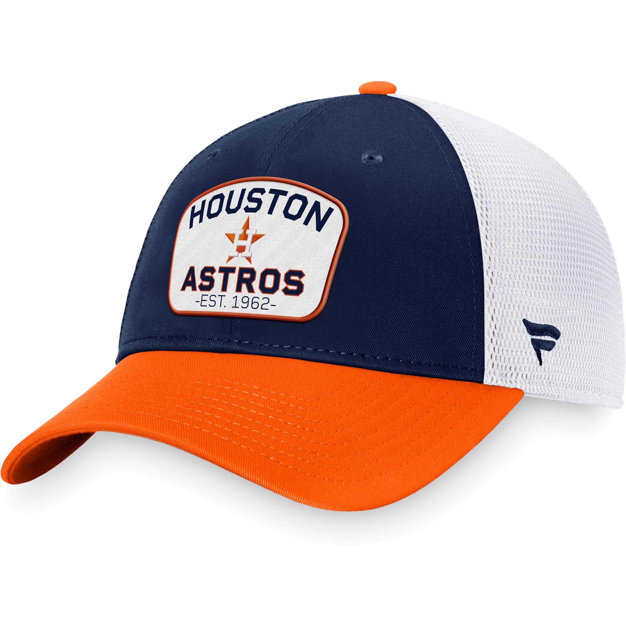 Houston Astros Fanatics Branded Two-Tone Patch Trucker Adjustable Hat - Navy/Orange - PersonalJerseys