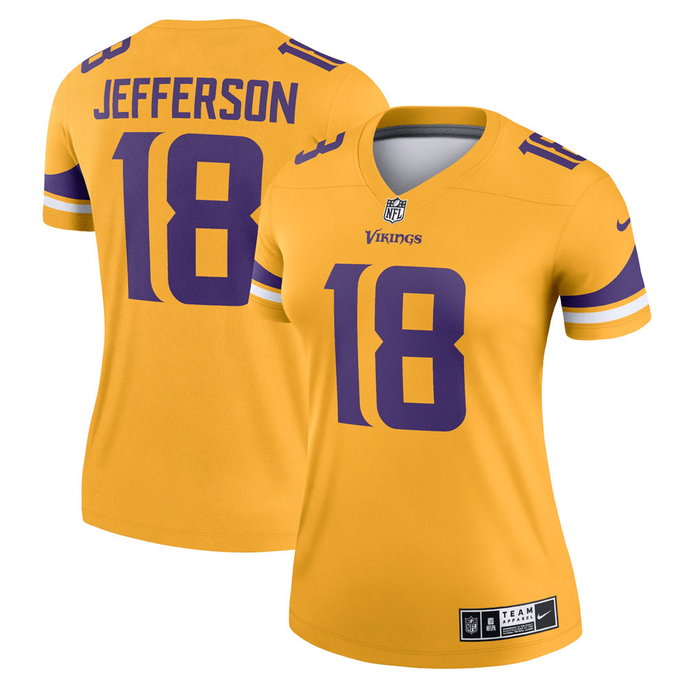 Women's Minnesota Vikings Justin Jefferson Inverted Legend Jersey Gold - PersonalJerseys