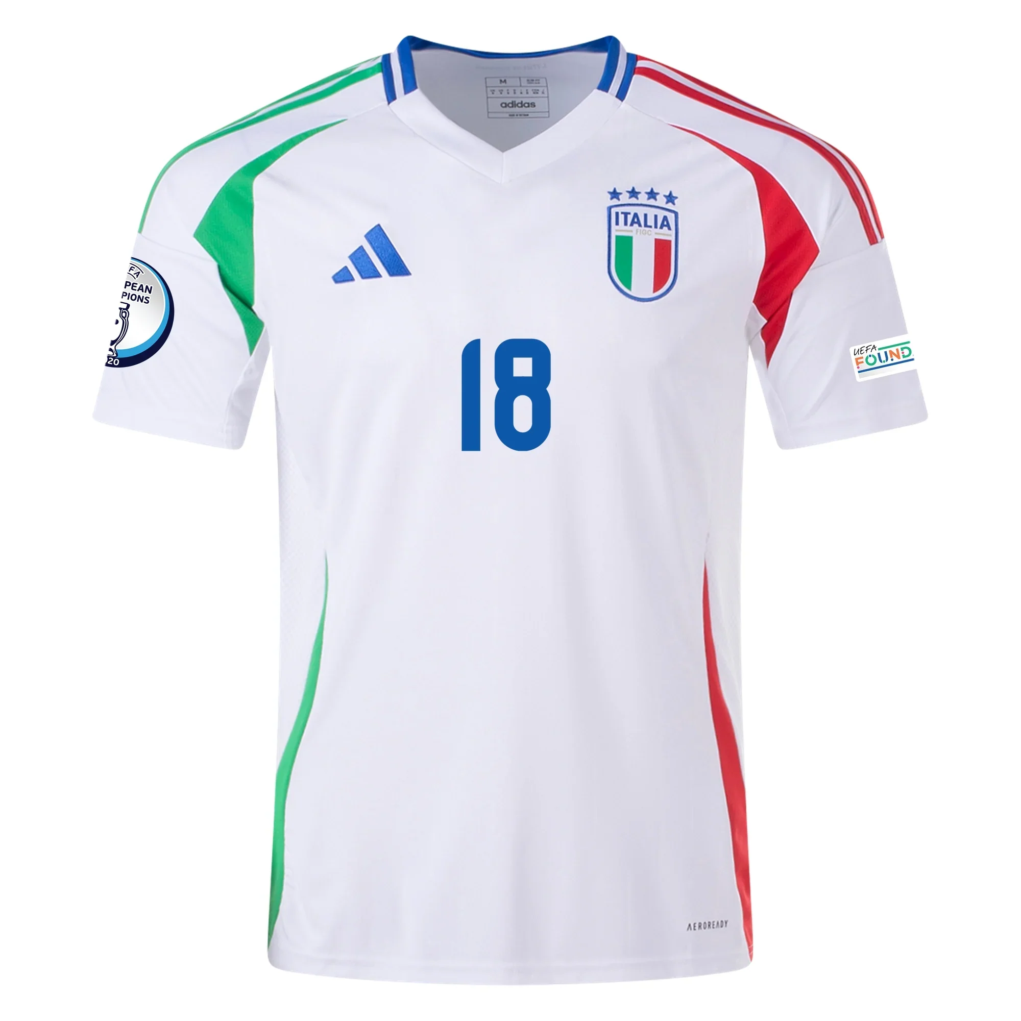 adidas Italy Nicolò Barella Away Jersey w/ Euro 2024 Patches 24/25 (Blue) - PersonalJerseys