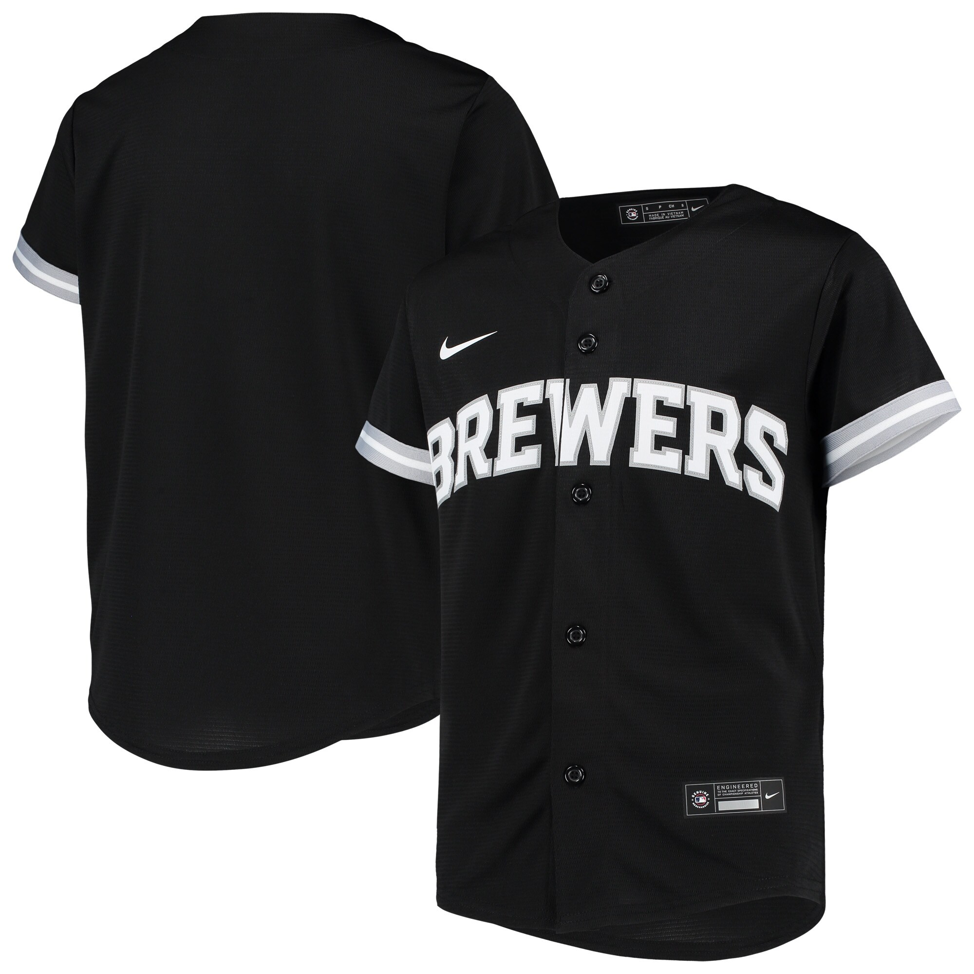 Milwaukee Brewers Nike Youth Replica Team Jersey - Black/White - PersonalJerseys