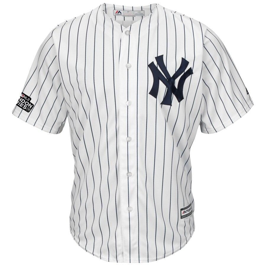 Giancarlo Stanton New York Yankees Majestic 2019 London Series Cool Base Player Jersey - White Navy - Friend Lounge Store - Shop for All Things Jerseys Sports - PersonalJerseys