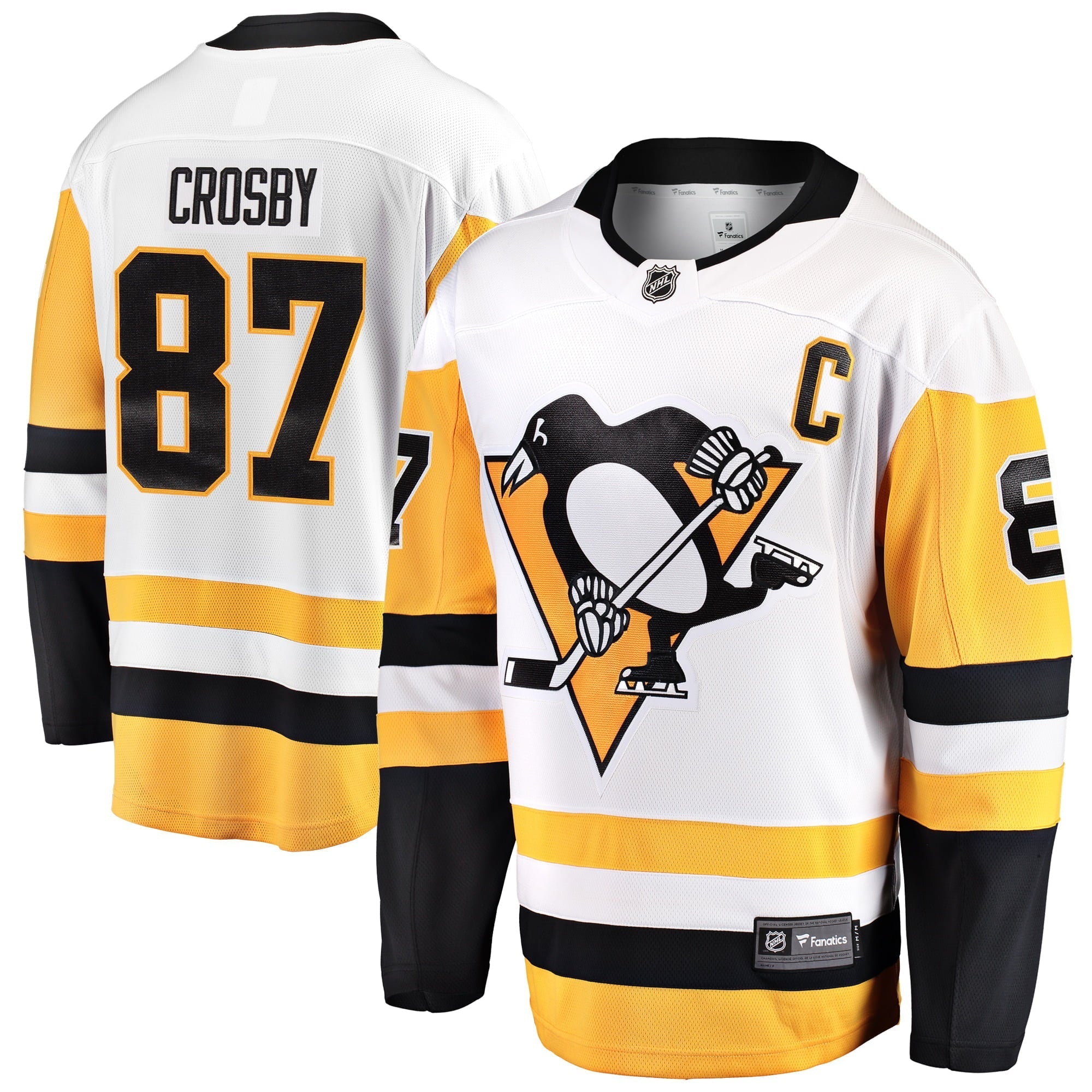 Men's Fanatics Branded Sidney Crosby White Pittsburgh Penguins Captain Away Premier Breakaway Player Jersey - PersonalJerseys