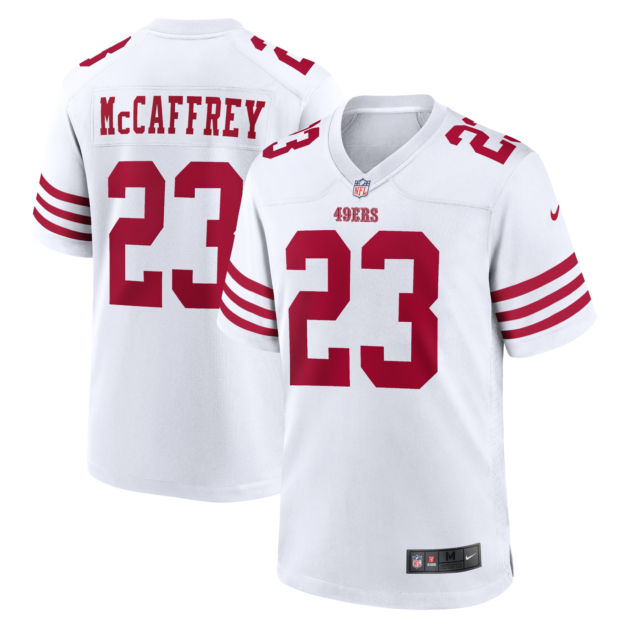 San Francisco 49ers Christian McCaffrey White Game Player Jersey for Youth Women Men - Friend Lounge Store - Shop for All Things Jerseys Sports - PersonalJerseys