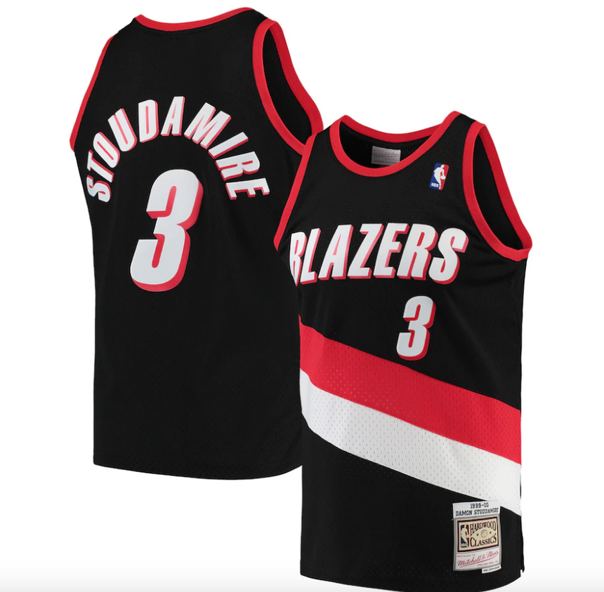 Men's Damon Stoudamire Portland Trail Blazers Mitchell & Ness Hardwood Classics Swingman Jersey - Black - Sports Wear Jersey - PersonalJerseys