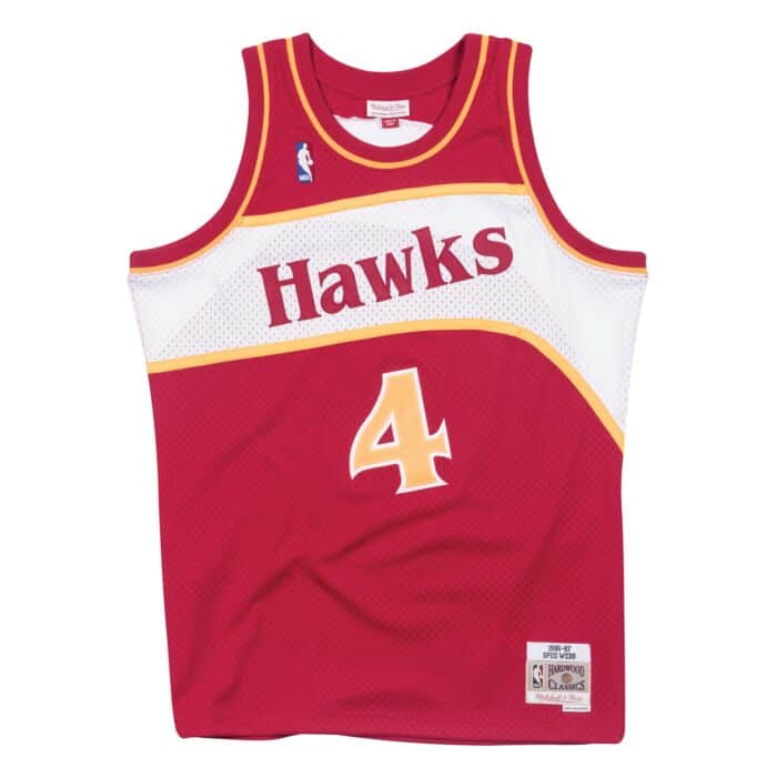 Men's Atlanta Hawks Spud Webb Mitchell &Ness Red 1986-87 Hardwood Classics Swingman Jersey - Sports Wear Jersey - PersonalJerseys