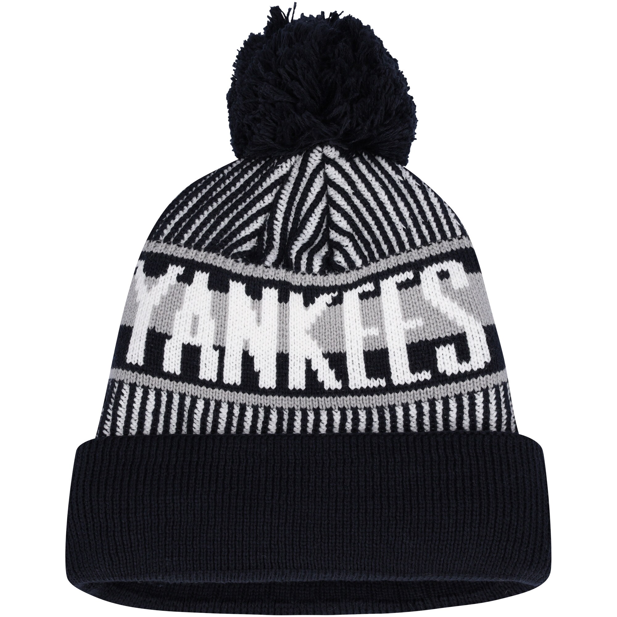 New York Yankees New Era Youth Striped Cuffed Knit Hat with Pom - Navy - PersonalJerseys