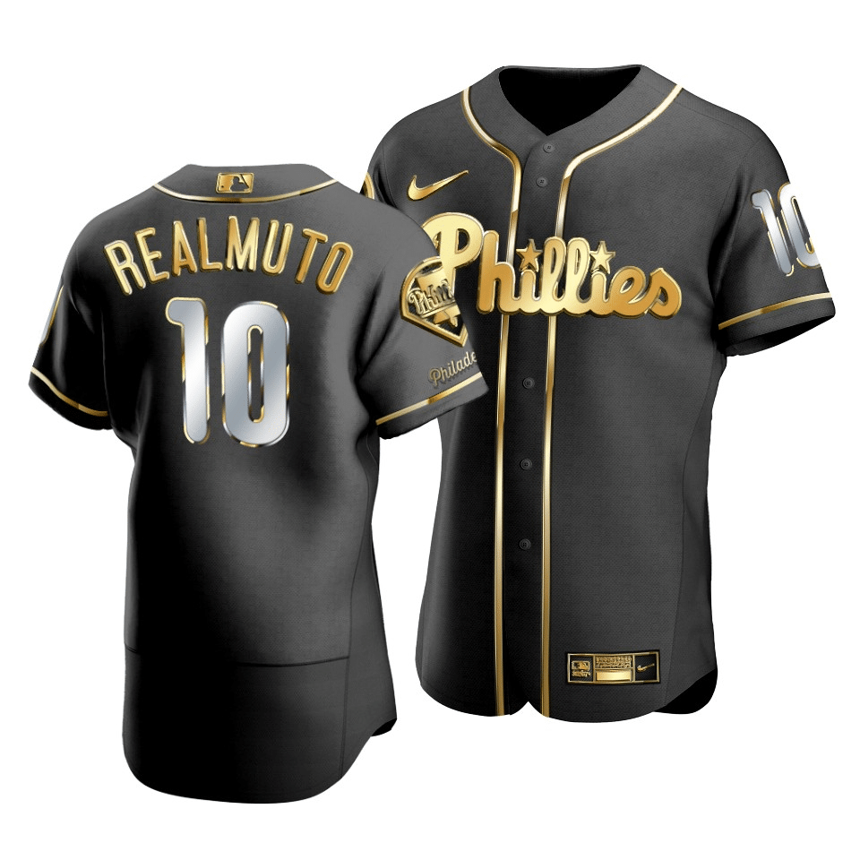 Men's Philadelphia Phillies J.T. Realmuto #10 Golden Edition Black Jersey - Friend Lounge Store - Shop for All Things Jerseys Sports - PersonalJerseys