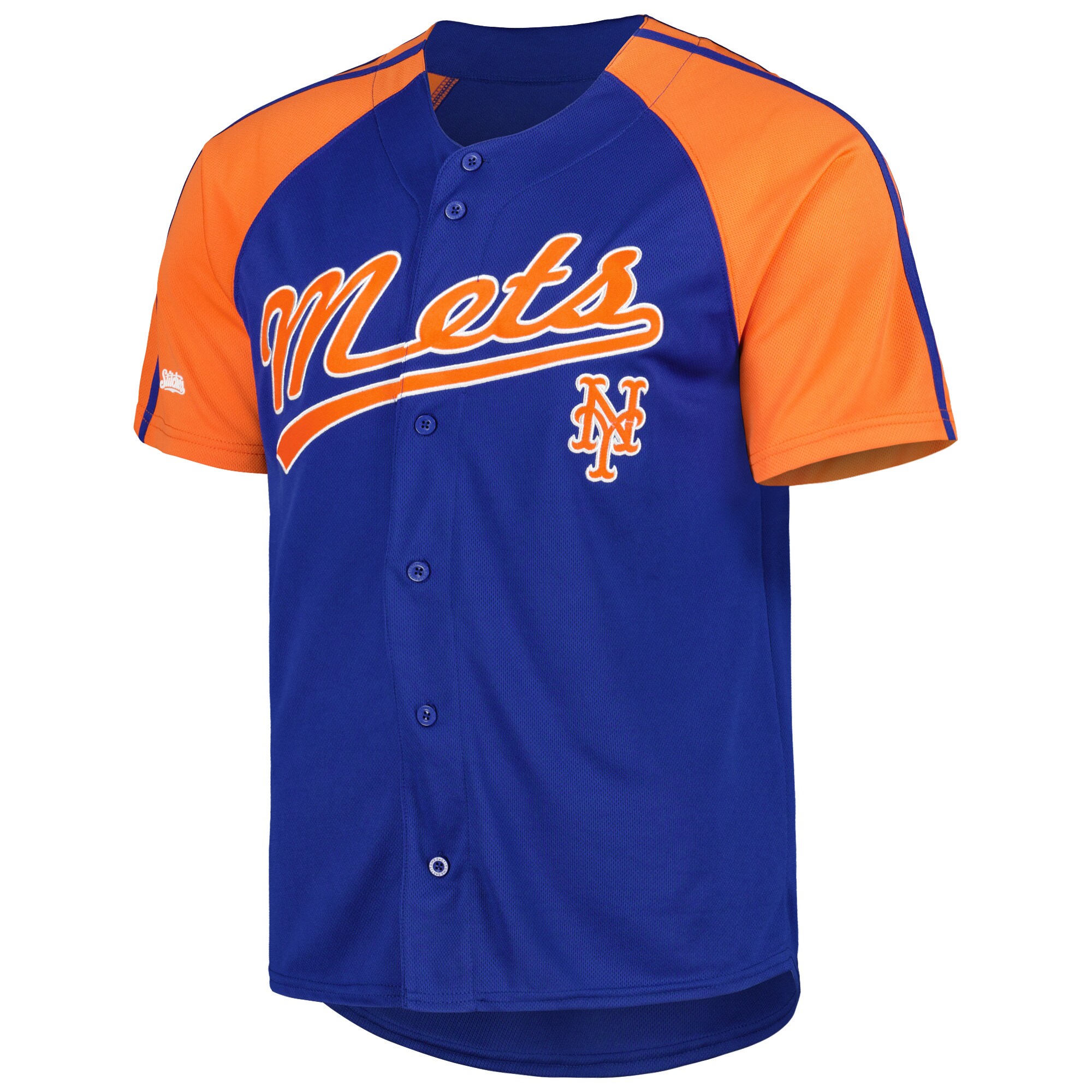 New York Mets Stitches Button-Down Raglan Fashion Jersey - Royal - PersonalJerseys