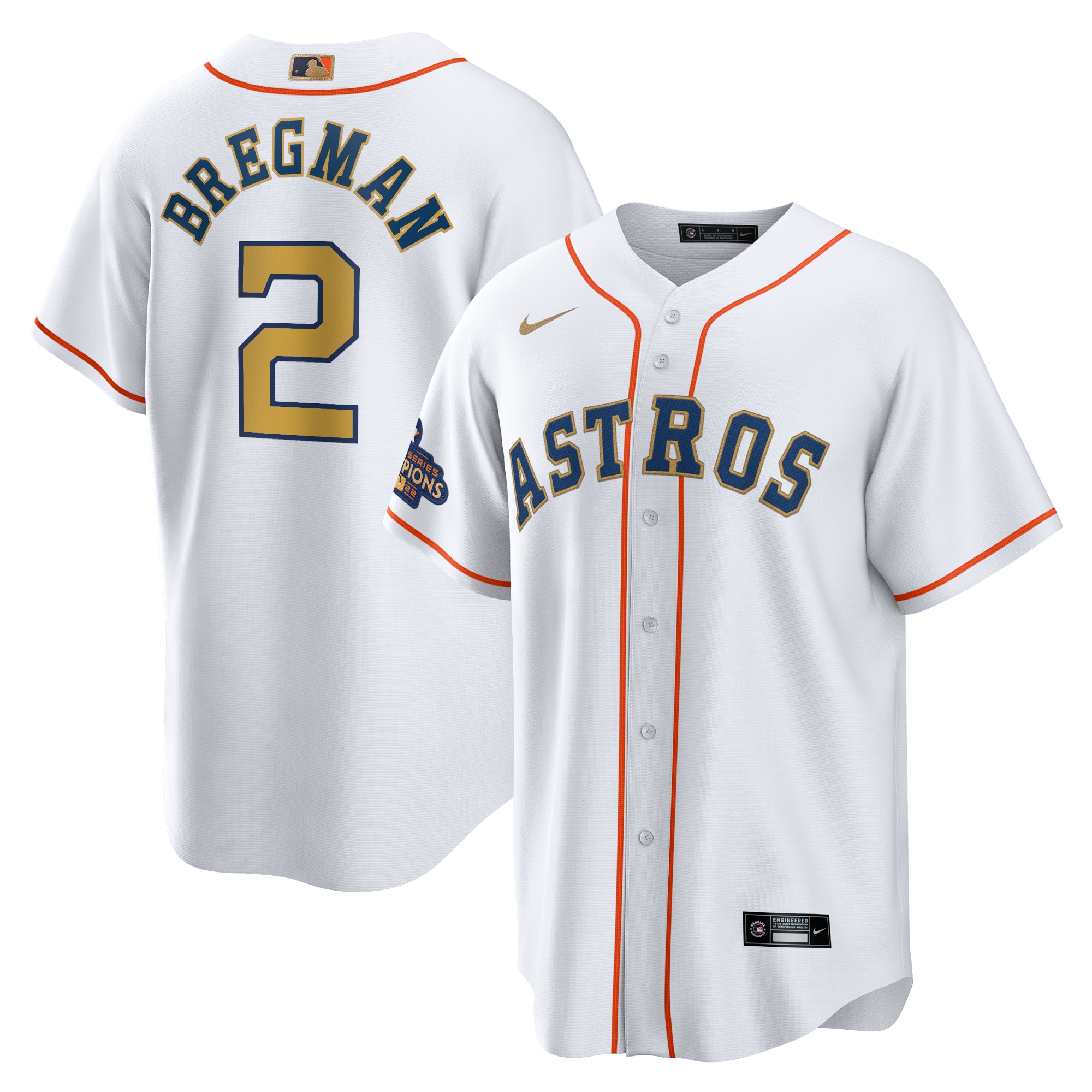 Houston Astros Alex Bregman White Gold 2023 Gold Collection Replica Player Jersey for Youth Women Men - Friend Lounge Store - Shop for All Things Jerseys Sports - PersonalJerseys