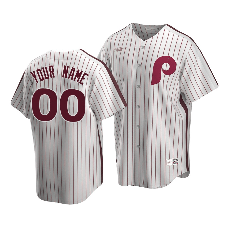 Men's Philadelphia Phillies Custom #00 Cooperstown Collection White Home Jersey - Friend Lounge Store - Shop for All Things Jerseys Sports - PersonalJerseys