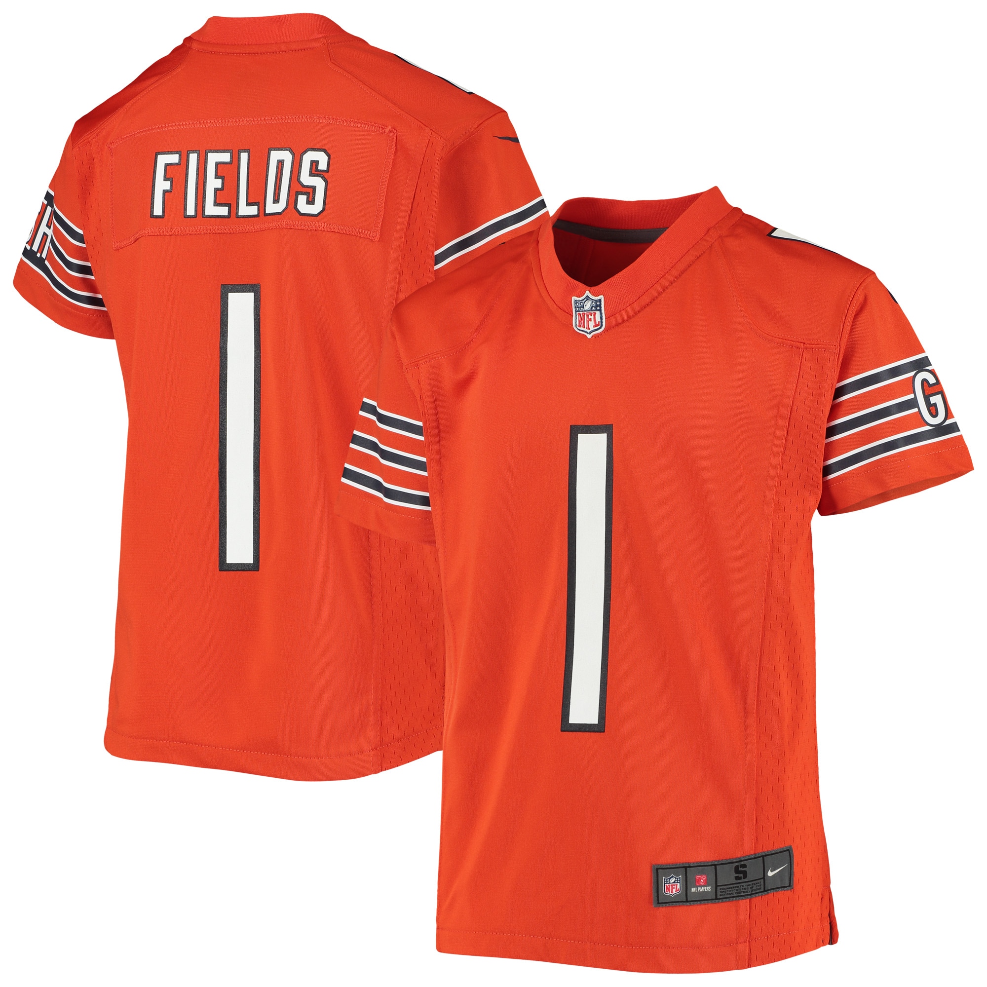 Justin Fields Chicago Bears Nike Youth Game Jersey - Orange - PersonalJerseys