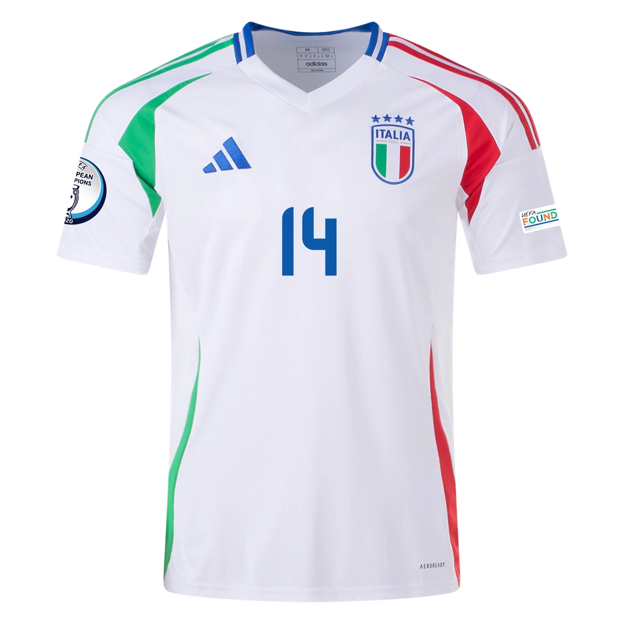 adidas Italy Federico Chiesa Away Jersey w/ Euro 2024 Patches 24/25 (Blue) - PersonalJerseys