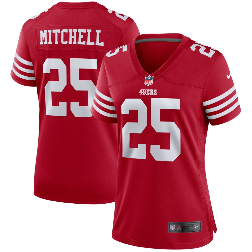 San Francisco 49ers Elijah Mitchell Scarlet Team Player Game Jersey for Youth Women Men - Friend Lounge Store - Shop for All Things Jerseys Sports - PersonalJerseys