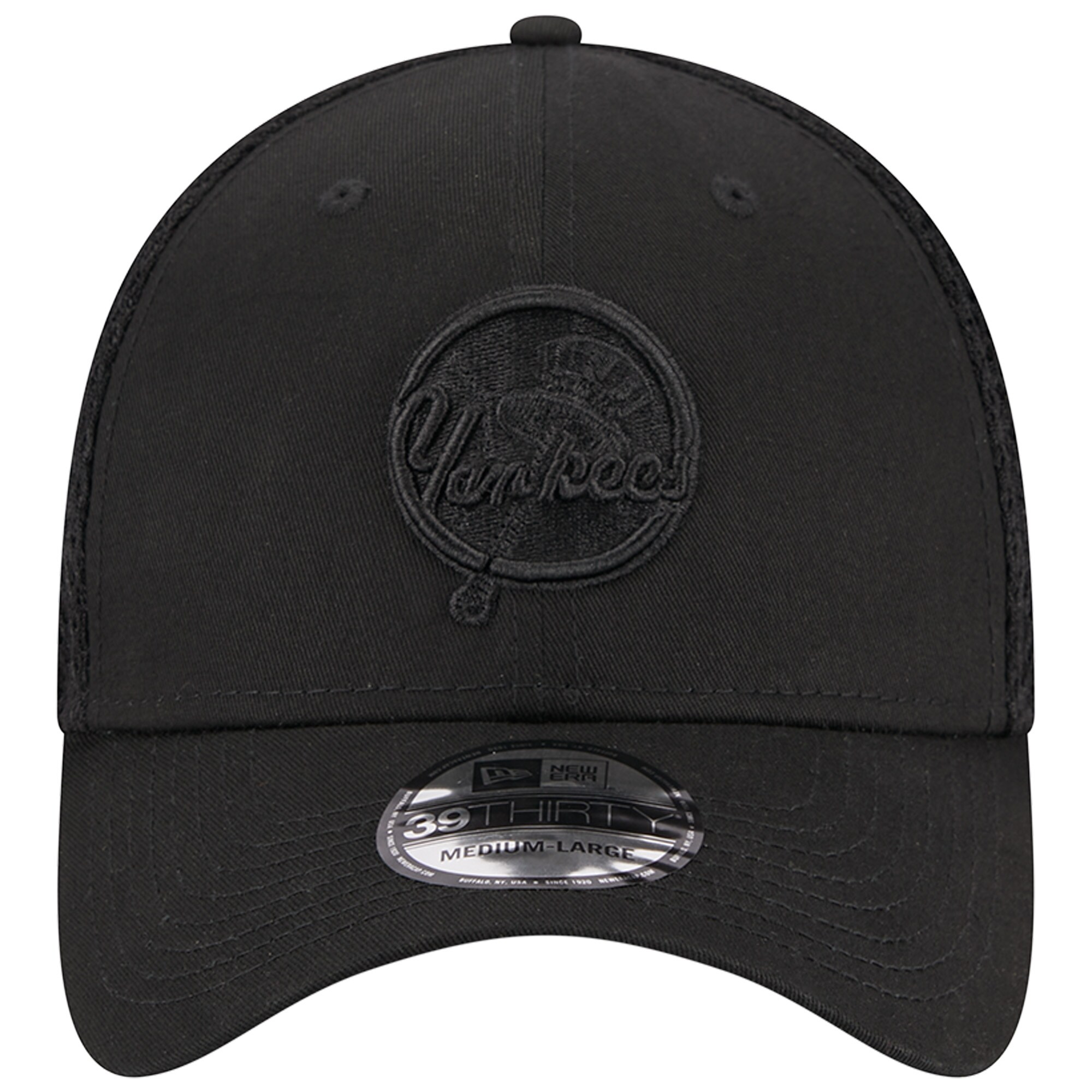 New York Yankees New Era Black-on-Black Neo Mesh 39THIRTY Flex Hat - PersonalJerseys