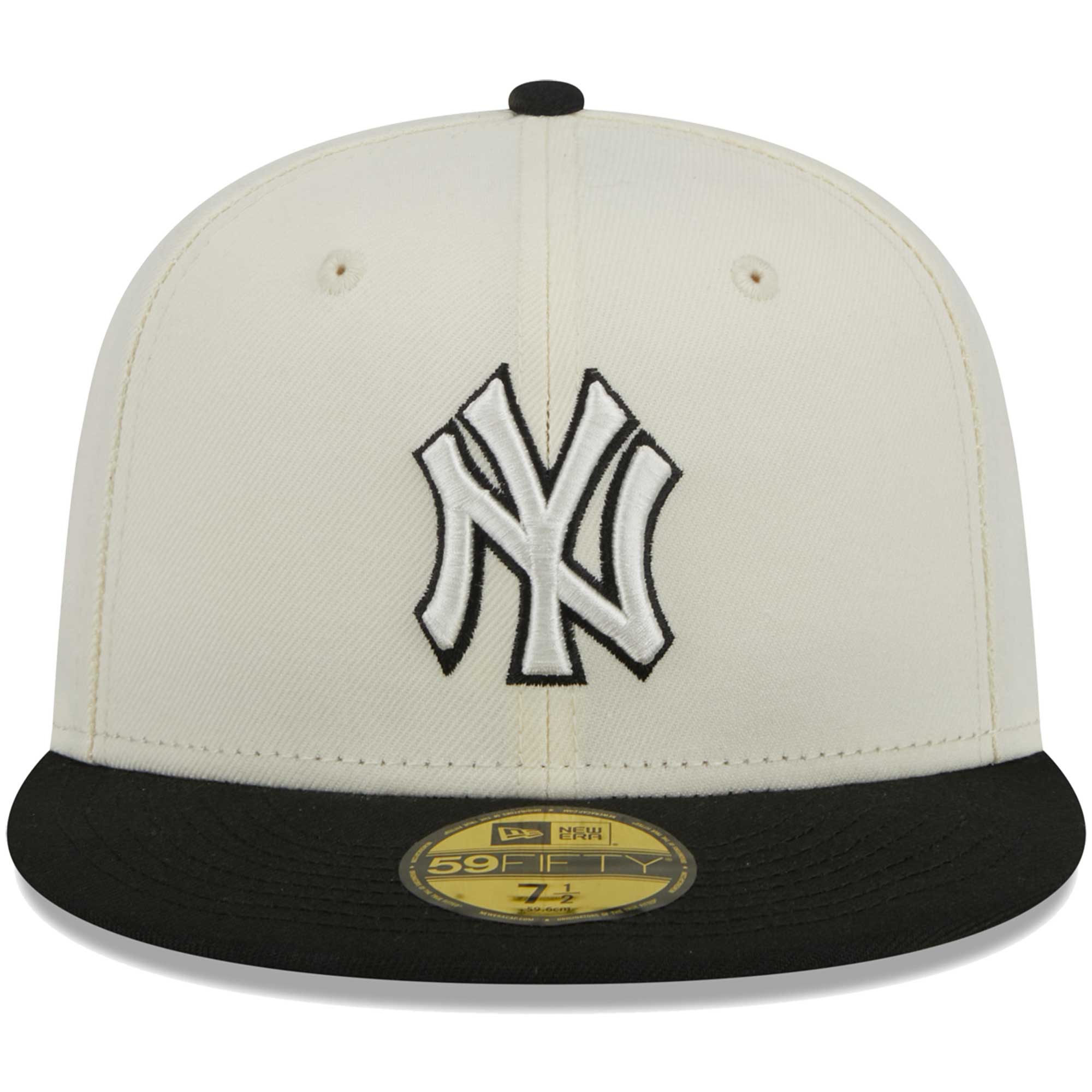 New York Yankees New Era Chrome 59FIFTY Fitted Hat - Stone/Black - PersonalJerseys