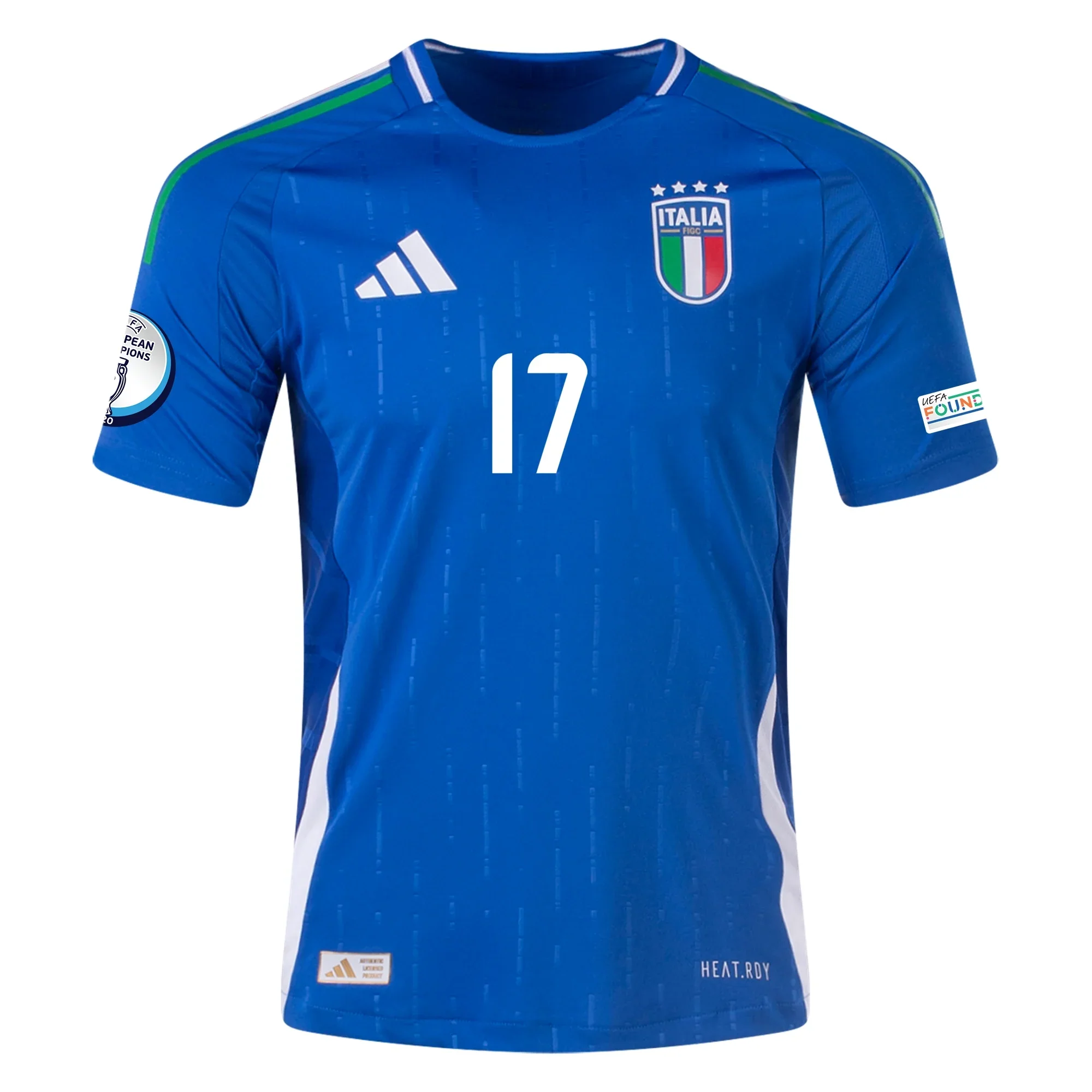 adidas Italy Authentic Ciro Immobile Home Jersey w/ Euro 2024 Patches 24/25 (Blue) - PersonalJerseys
