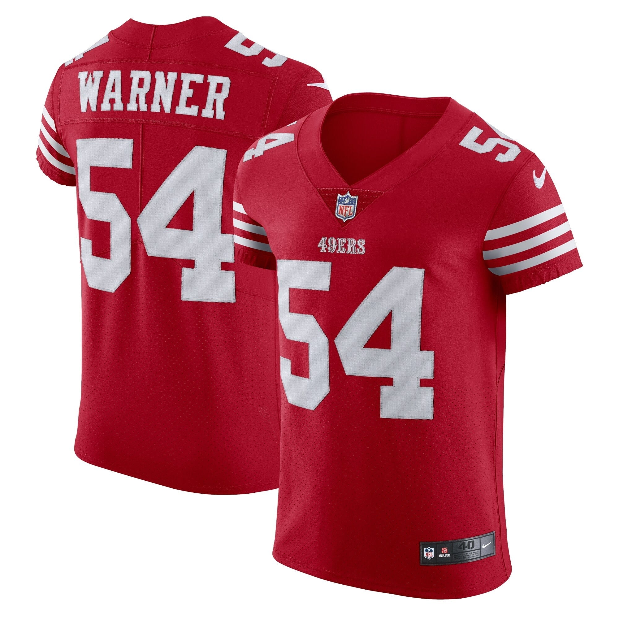 Men's Nike Fred Warner Scarlet San Francisco 49ers Vapor Elite Jersey - PersonalJerseys