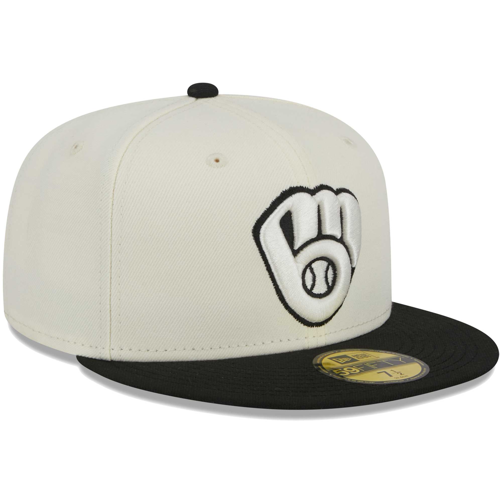 Milwaukee Brewers New Era Chrome 59FIFTY Fitted Hat - Stone/Black - PersonalJerseys