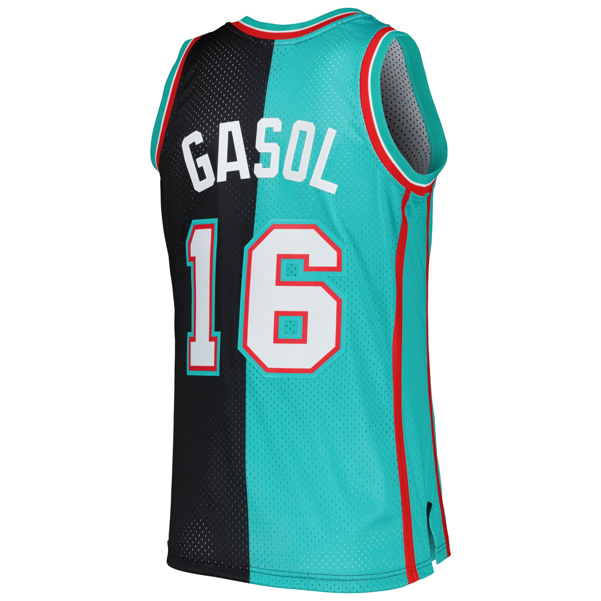 Pau Gasol Memphis Grizzlies Mitchell & Ness Hardwood Classics 2001/02 Split Swingman Jersey - Black/Turquoise - PersonalJerseys