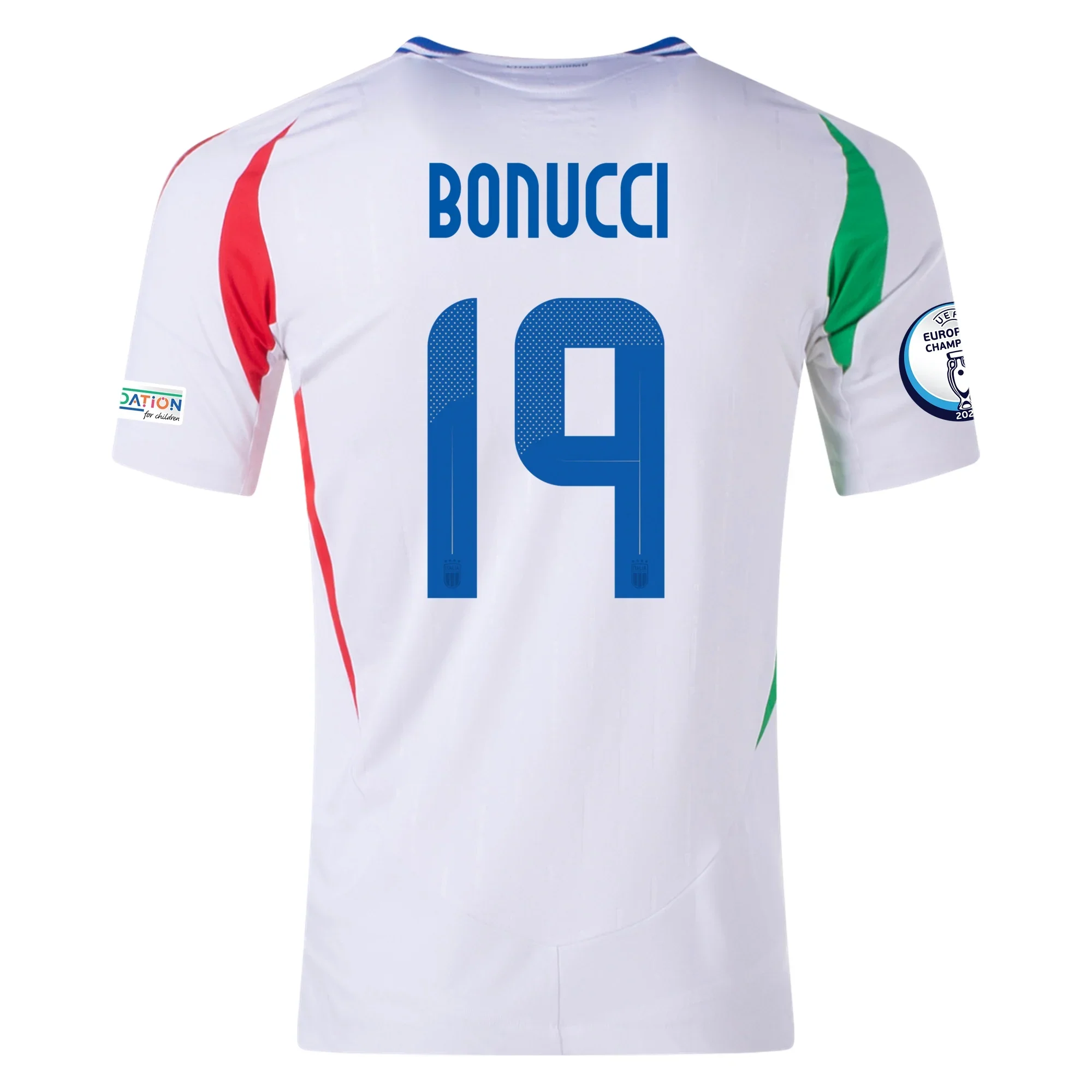 adidas Italy Authentic Leonardo Bonucci Away Jersey w/ Euro 2024 Patches 24/25 (White) - PersonalJerseys
