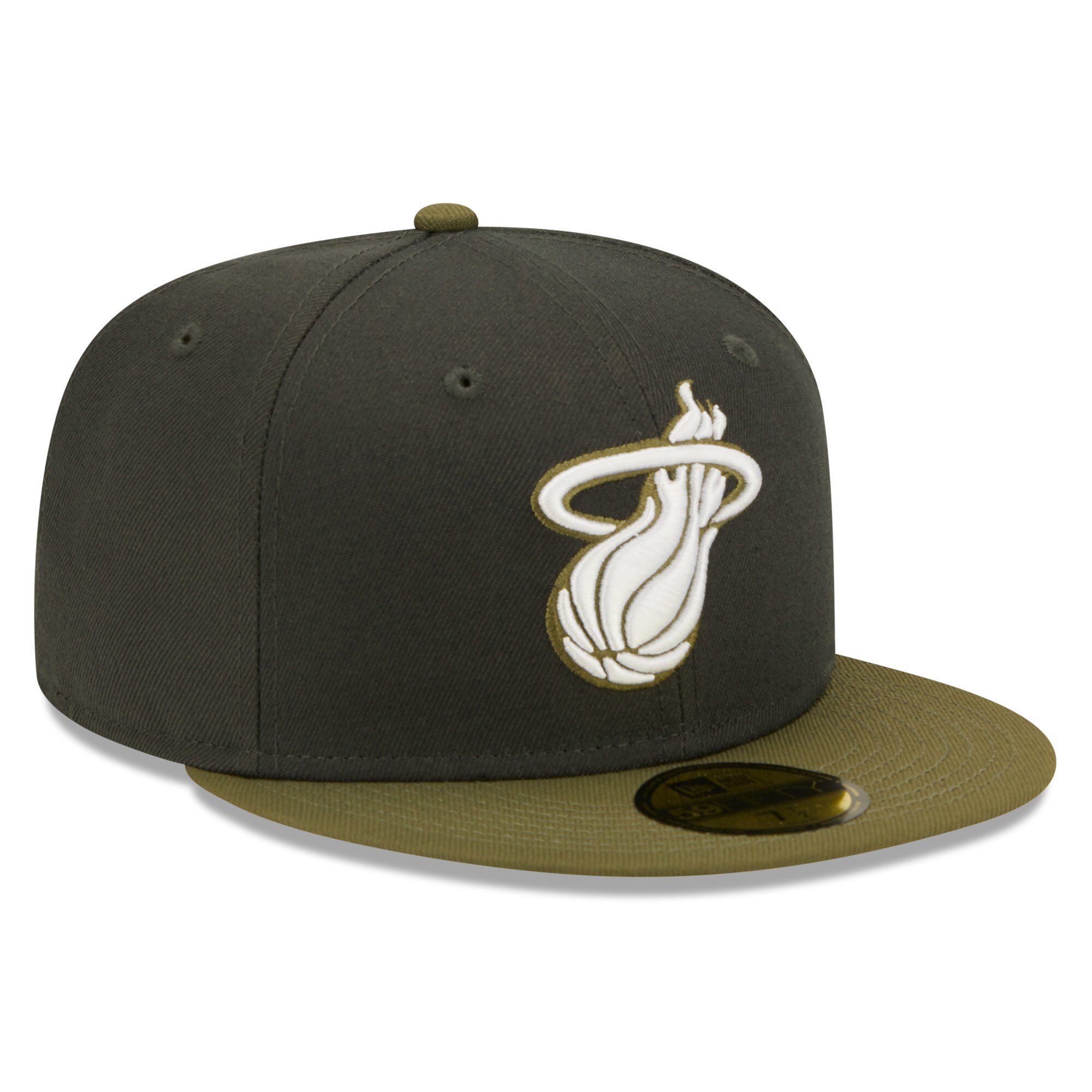 Miami Heat New Era Two-Tone 59FIFTY Fitted Hat - Charcoal/Olive - PersonalJerseys
