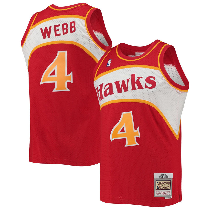 Men's Atlanta Hawks Spud Webb Mitchell &Ness Red 1986-87 Hardwood Classics Swingman Jersey - Sports Wear Jersey - PersonalJerseys