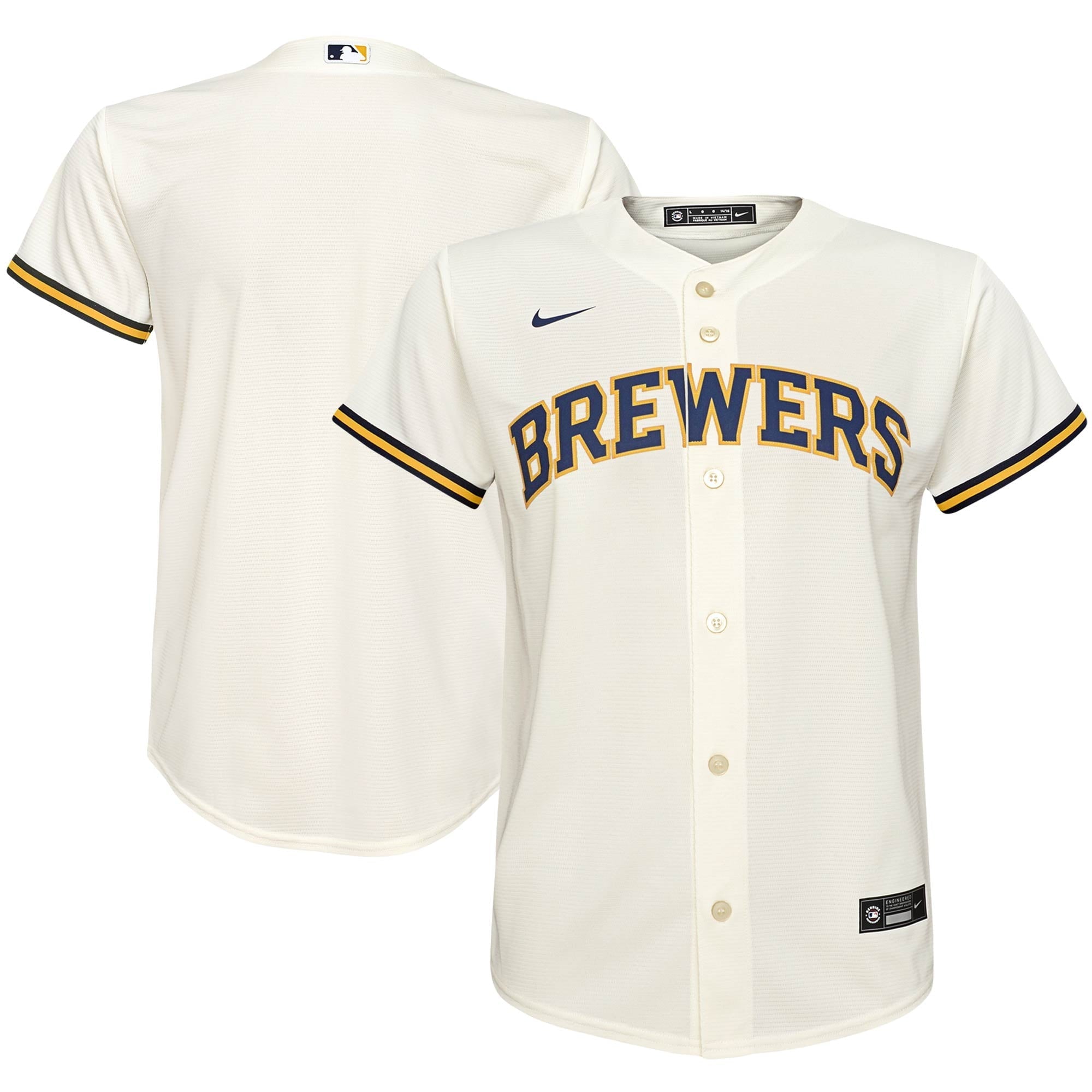 Youth Nike Cream Milwaukee Brewers Home Replica Team Jersey - PersonalJerseys